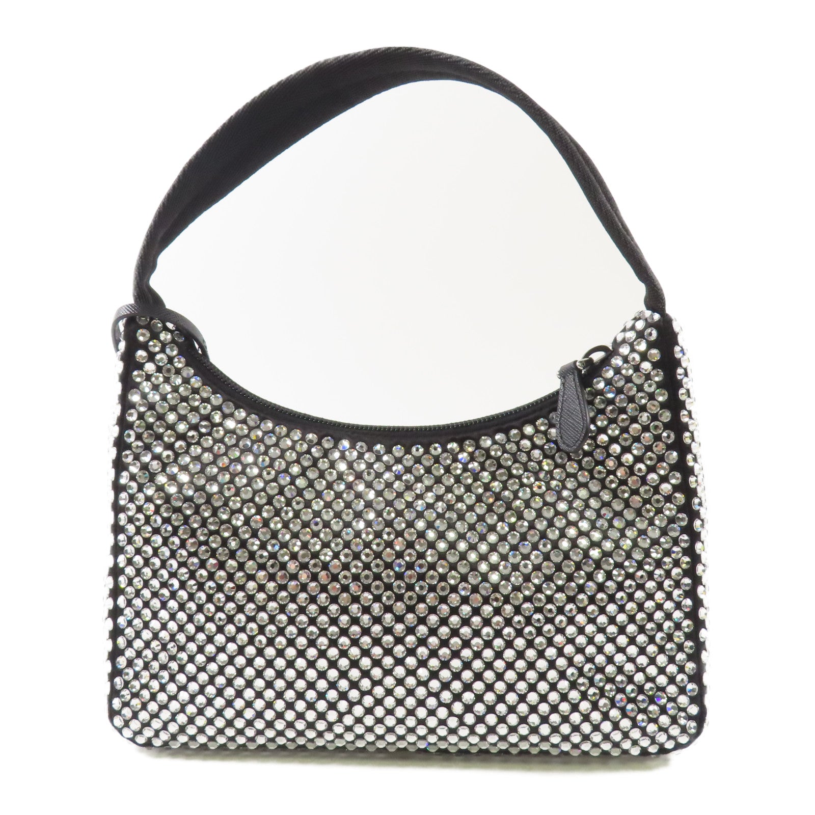 PRADA 尼龍/水晶Crystal Re-Edition 2000 Mini Bag銀扣肩背袋