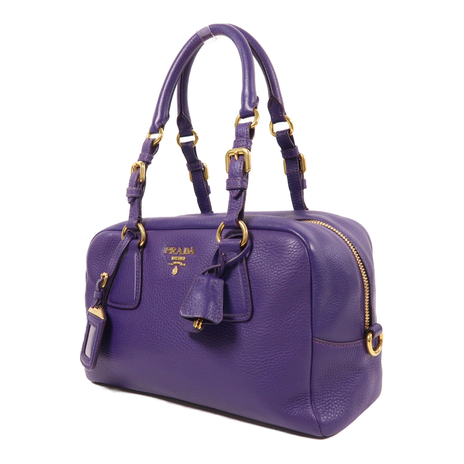 PRADA 【激減優惠】皮革Vitello Daino金扣肩背袋