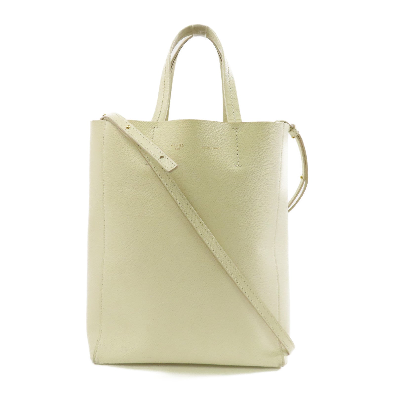 CELINE 【激減優惠】牛皮皮革Cabas金扣手挽肩背兩用袋白色