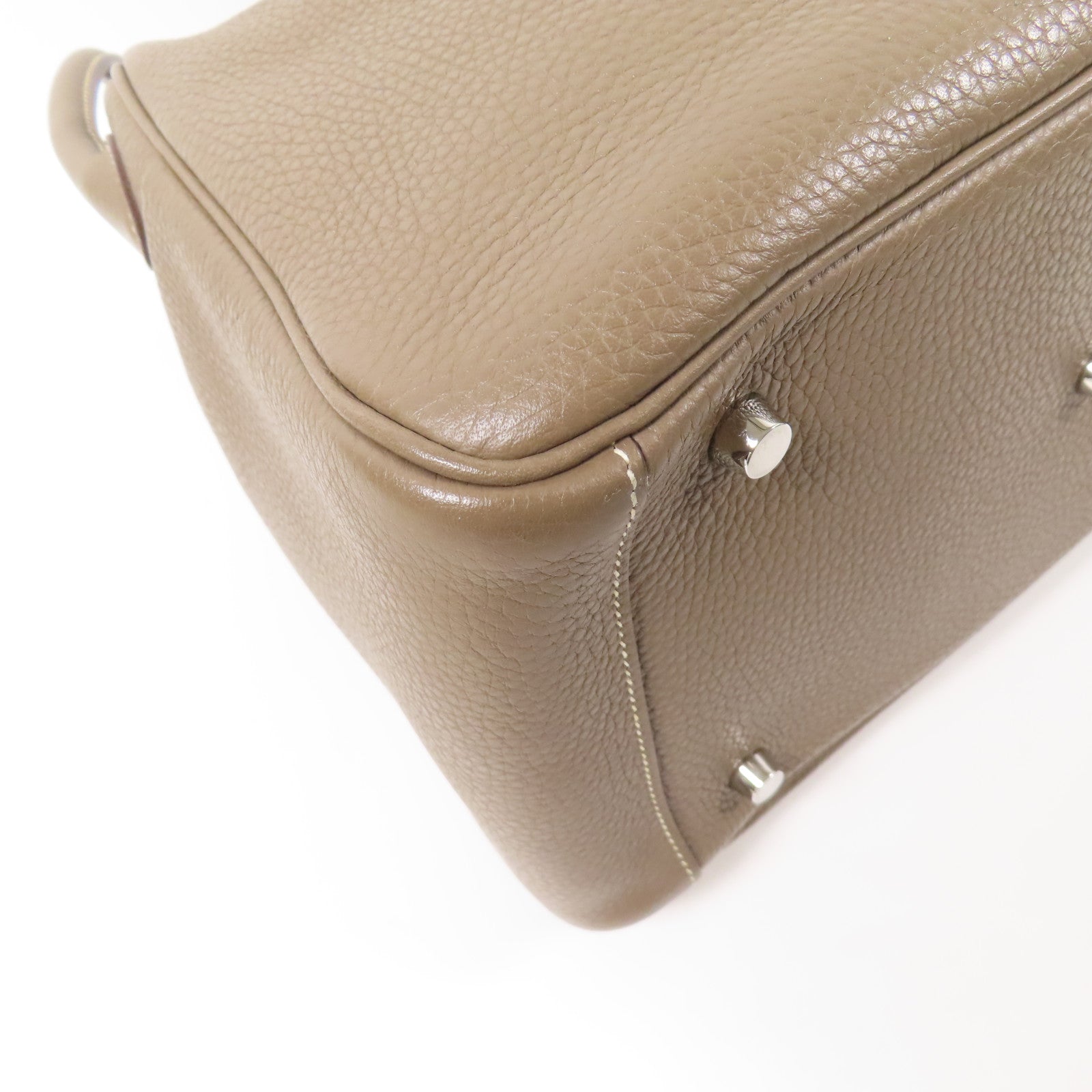 HERMES Clemence皮革Lindy 30銀扣手挽肩背兩用袋Etoupe