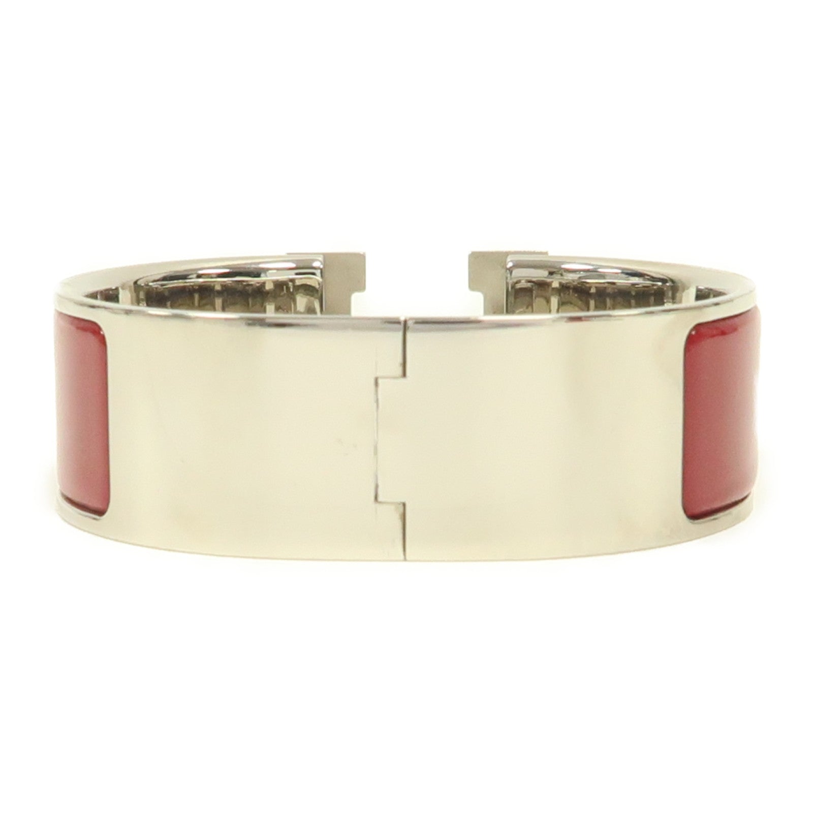 HERMES 金屬Clic-Clac H Bracelet銀扣手鐲紅色