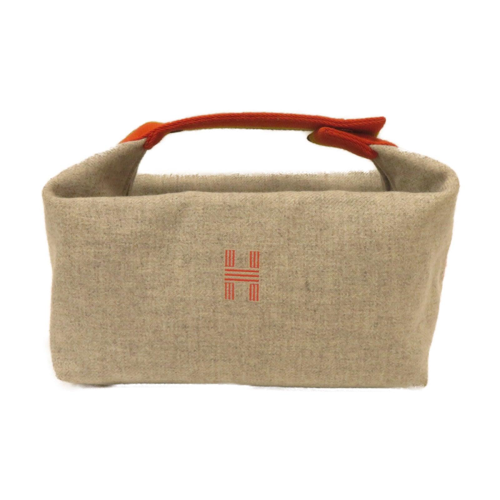 HERMES 【激減優惠】羊毛Bride A Brac銀扣手挽袋灰色