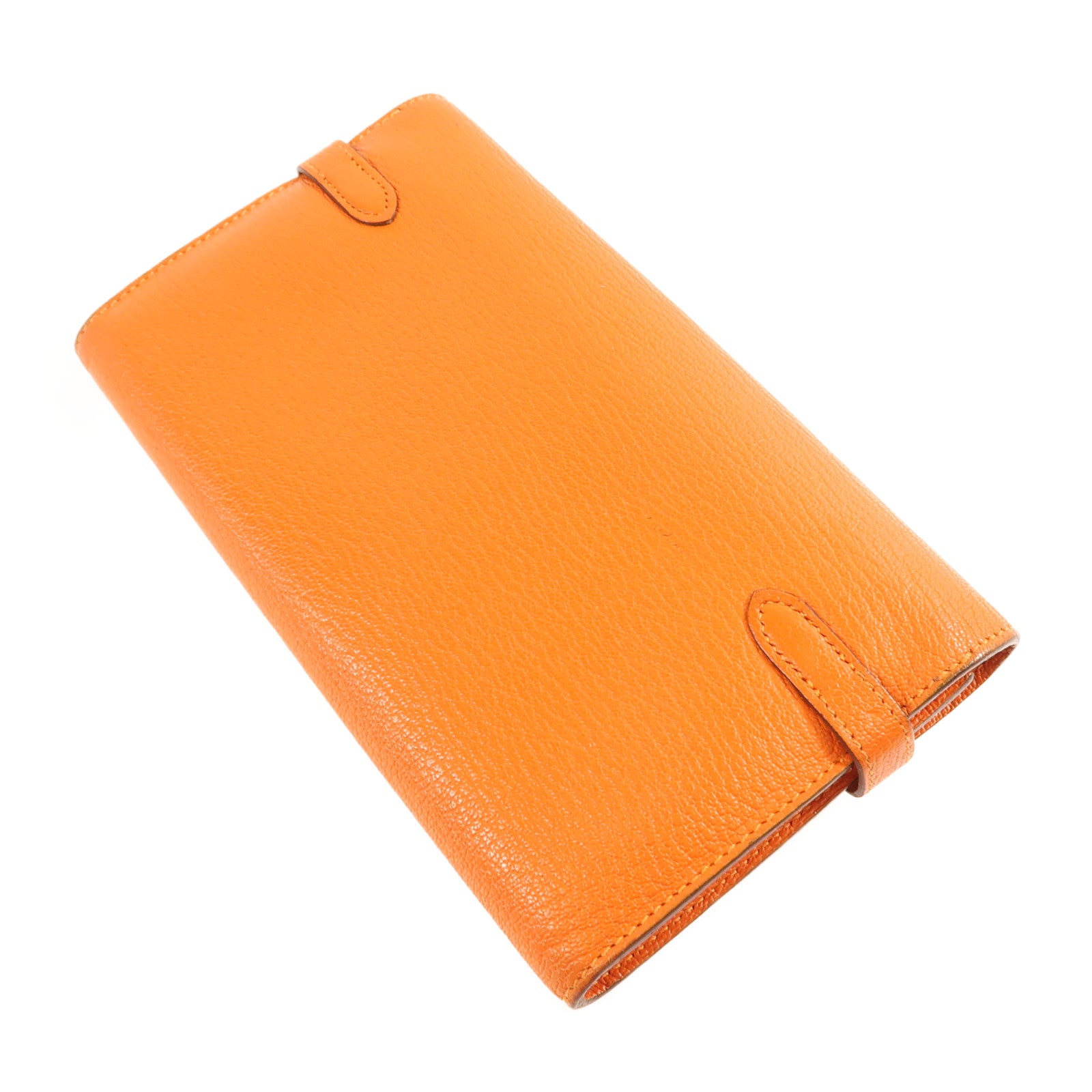 HERMES Chevre Mysore皮革Kelly Wallet金扣長錢包Orange