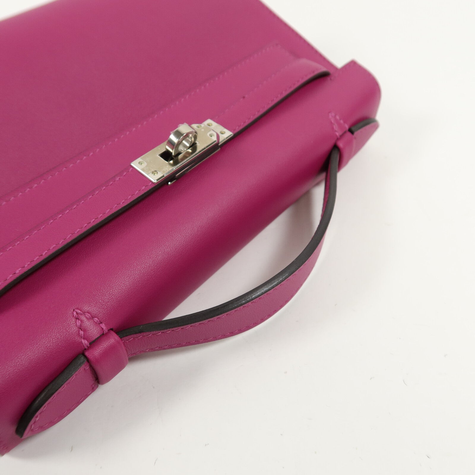 HERMES Swift皮革Kelly Pochette手挽袋Rose Purple