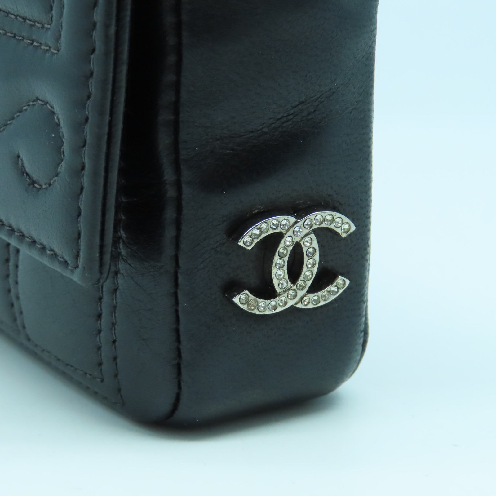 CHANEL 【清倉大減價】牛皮皮革Chain Shoulder Bag銀扣鏈帶肩背袋黑色