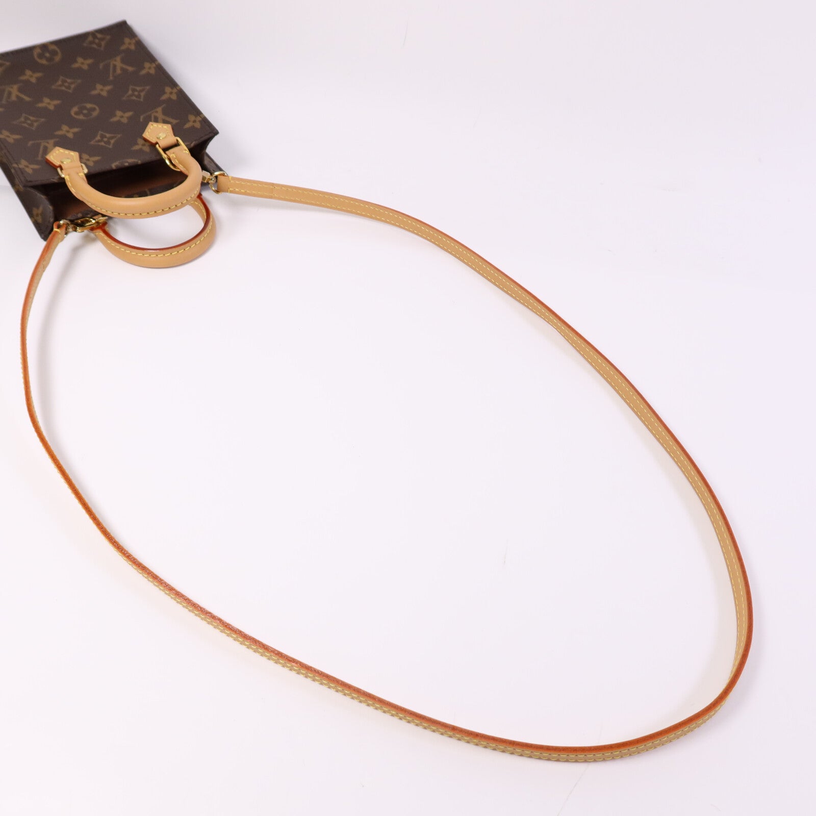 LOUIS VUITTON Monogram Petit Sac Plat金扣手挽肩背兩用袋