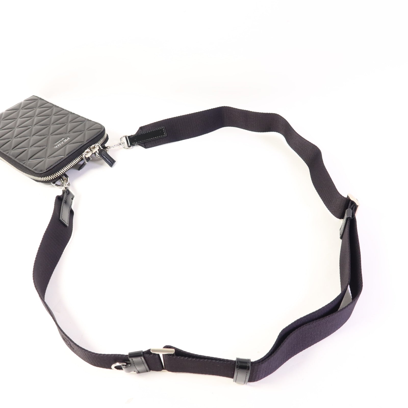 PRADA 牛皮皮革Phone Case銀扣手機肩背袋