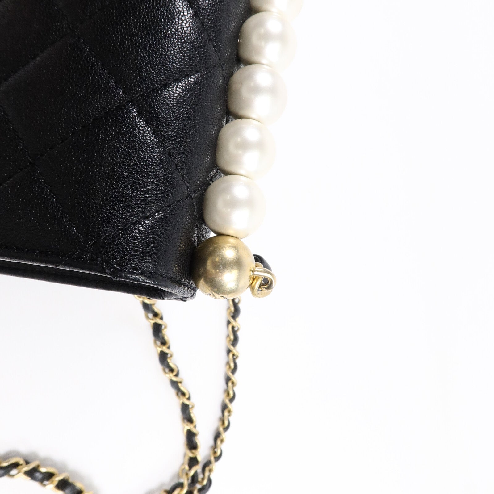 CHANEL 牛皮皮革Pearl Flap Bag鏈帶肩背袋