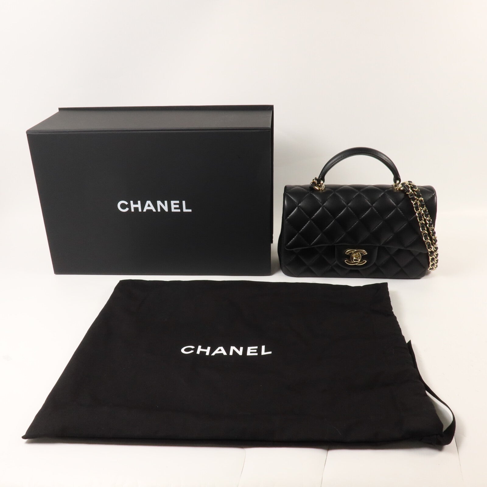 CHANEL 羊皮皮革Mini Classic Flap Bag With Handle手挽肩背兩用袋