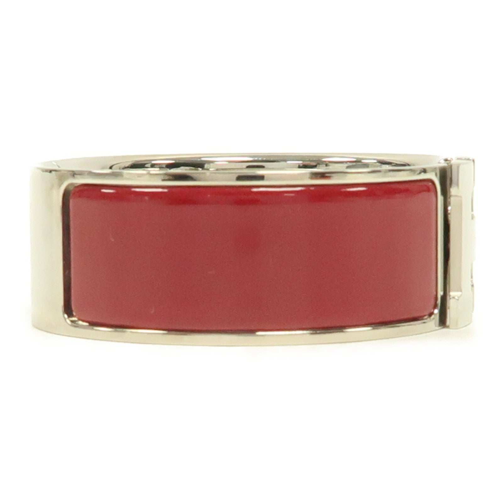 HERMES 金屬Clic-Clac H Bracelet銀扣手鐲紅色
