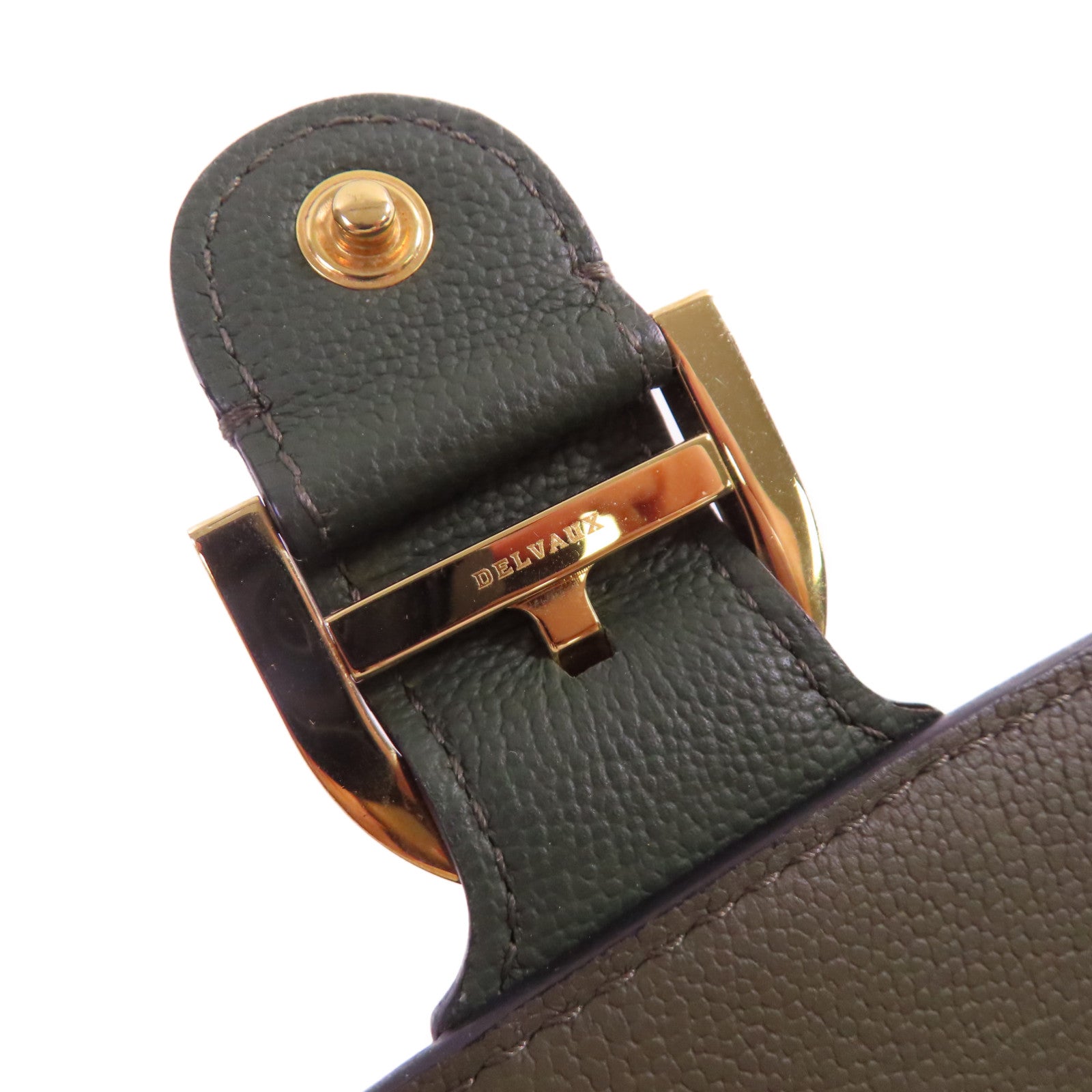 Delvaux 牛皮皮革Delvaux Brillant Wallet on Chain Shoulder Bag金扣鏈帶肩背袋深綠色