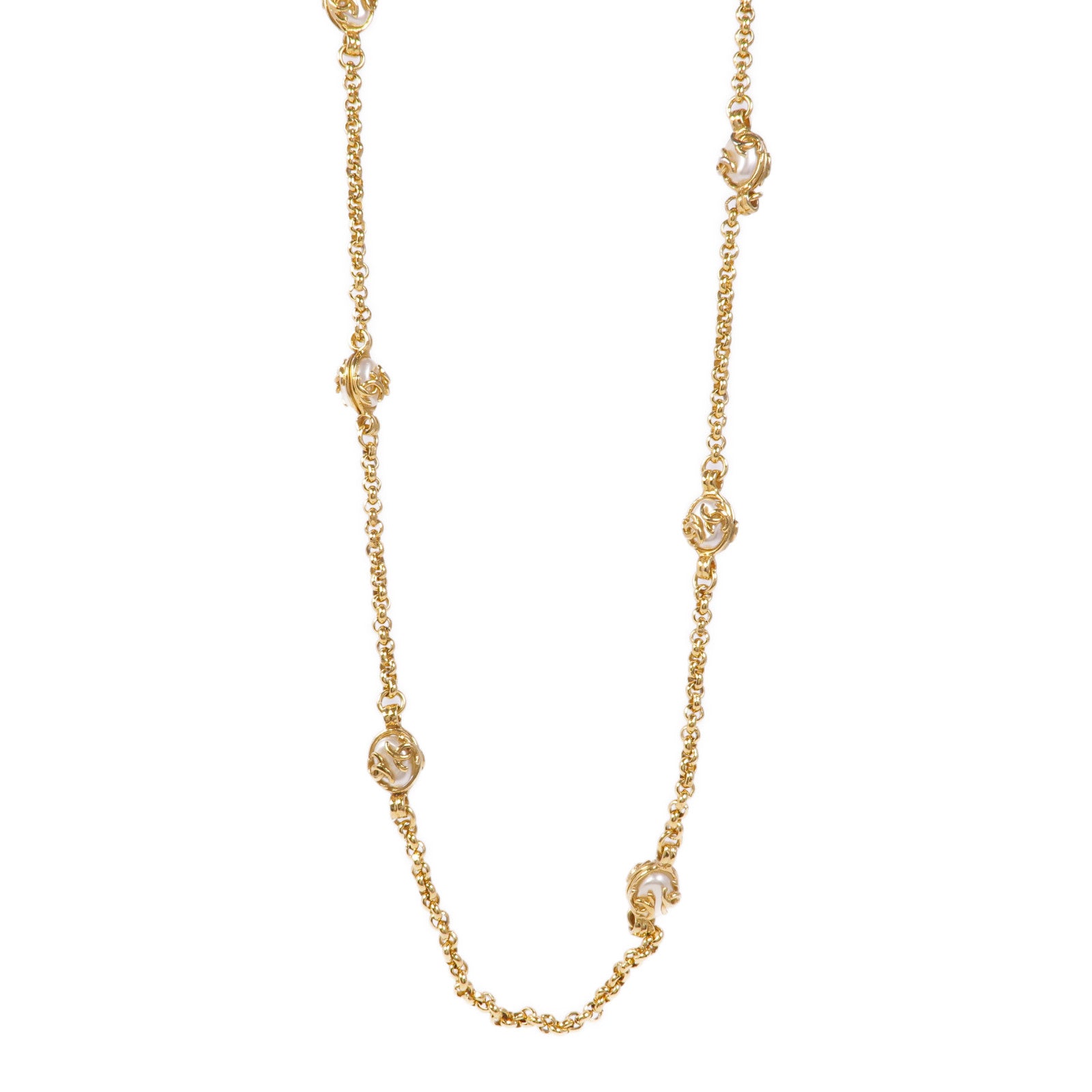 CHANEL CC Necklace Metal Gold