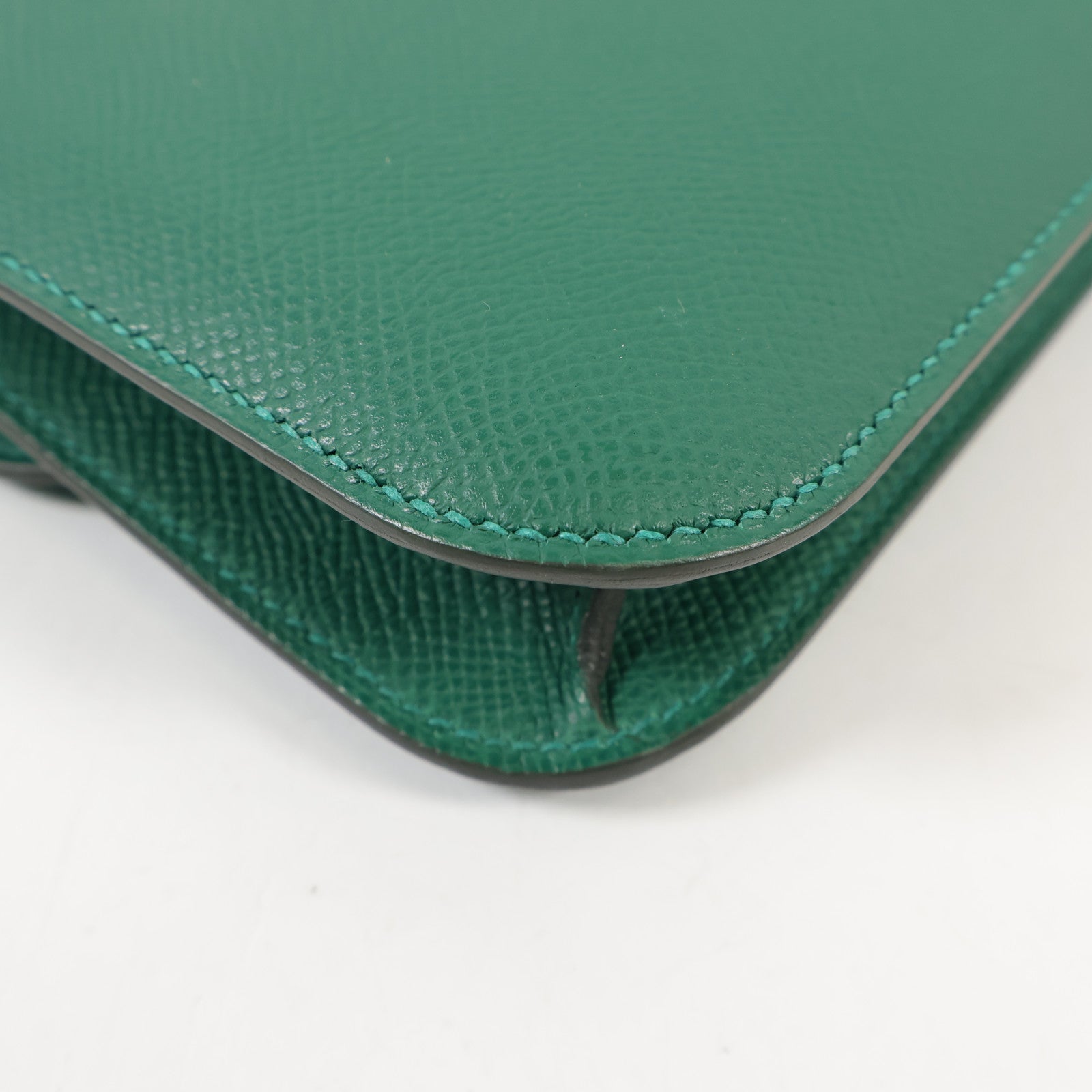 HERMES Epsom皮革Constance Elan銀扣肩背袋Vert Moyen