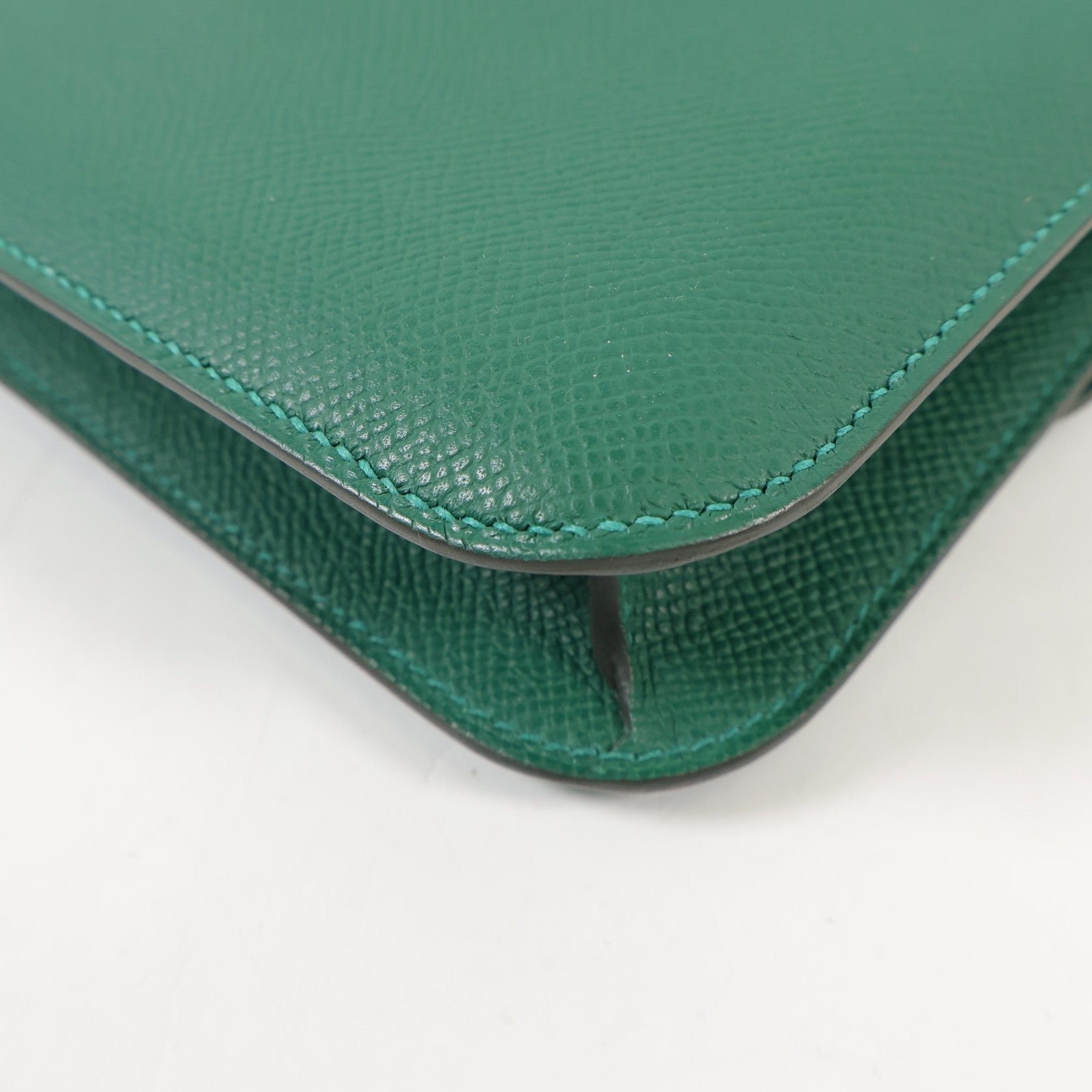 HERMES Epsom皮革Constance Elan銀扣肩背袋Vert Moyen