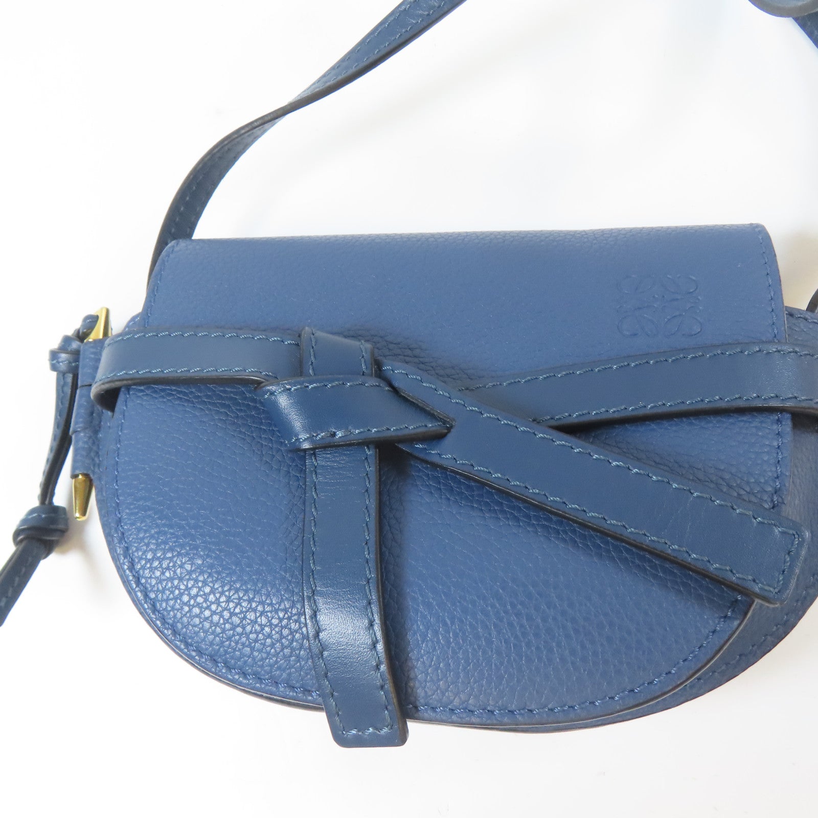 LOEWE 【激減優惠】牛皮皮革Mini Gate金扣肩背袋藍色