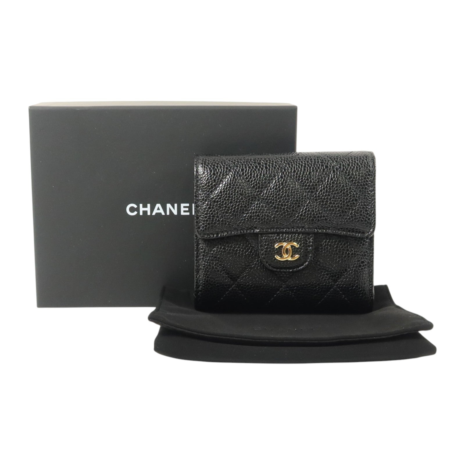 CHANEL 牛皮皮革Classic Trifold Wallet金扣錢包