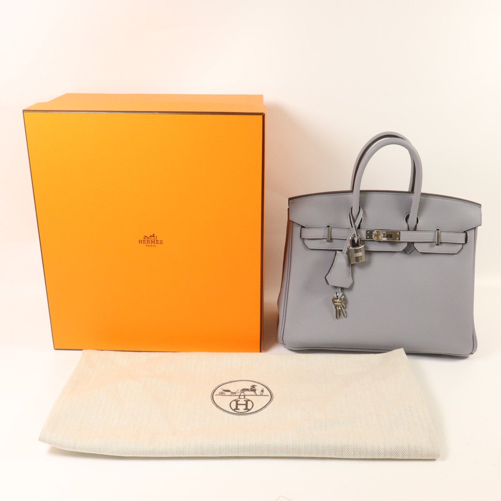 HERMES Togo皮革Birkin 25手挽袋Gris Pantin