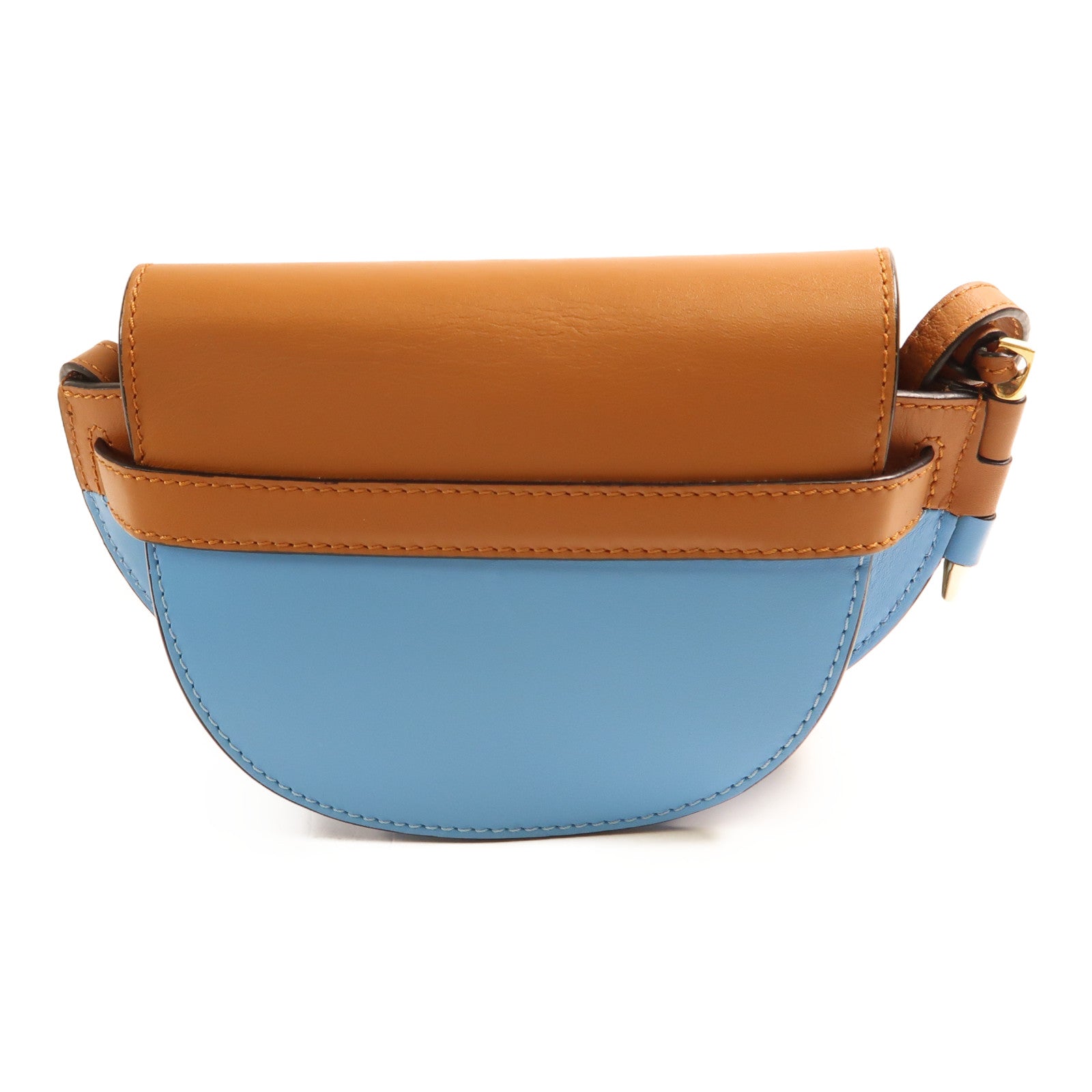 LOEWE GHW Mini Gate Crossbody Shoulder Bag Calfskin Leather Brown/Light Blue
