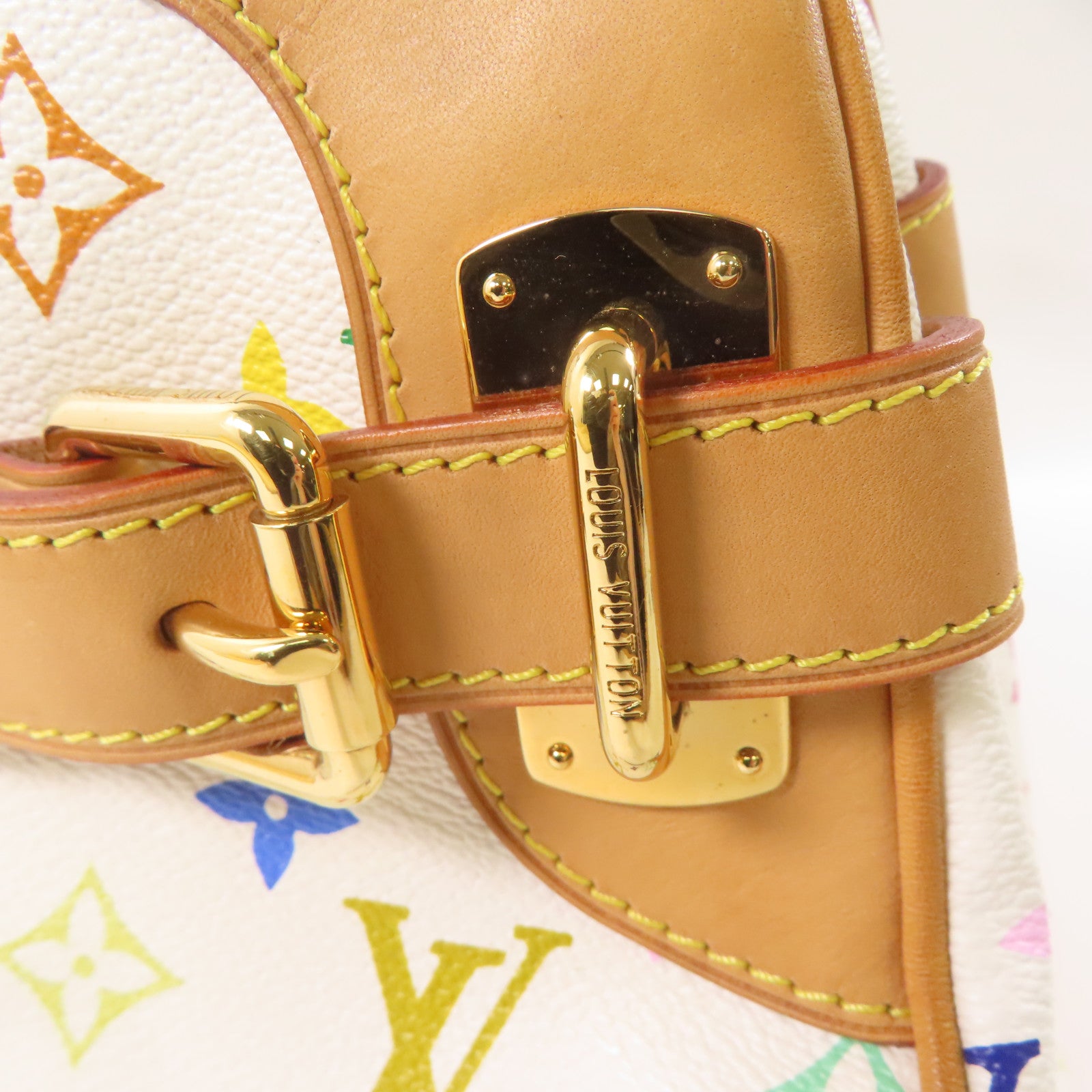 LOUIS VUITTON Monogram Multicolore Claudia金扣肩背袋白色/彩色