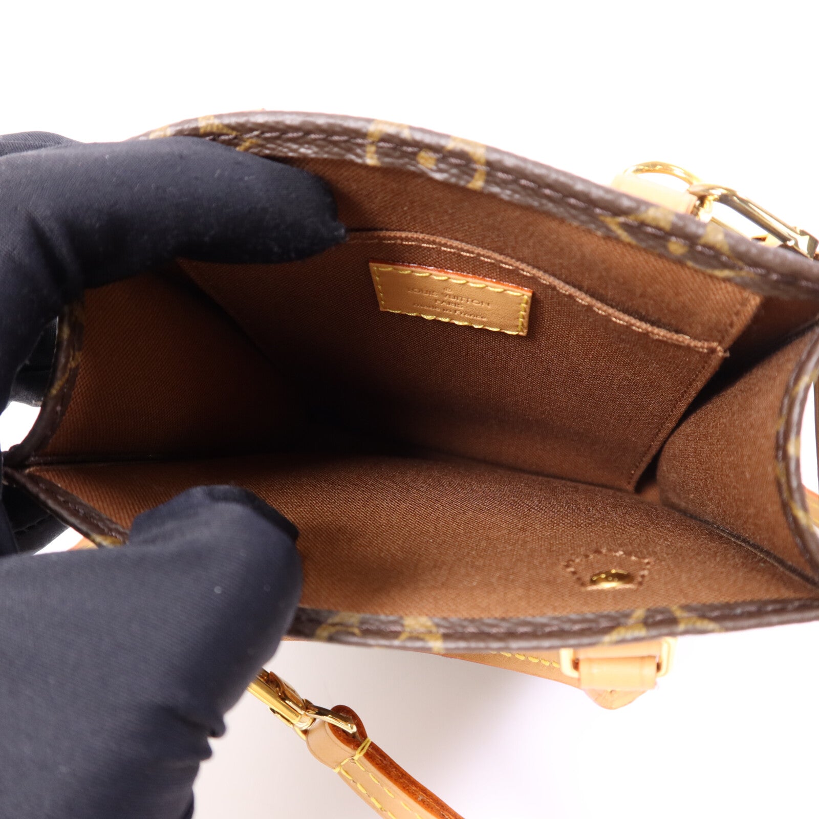 LOUIS VUITTON Monogram Petit Sac Plat金扣手挽肩背兩用袋