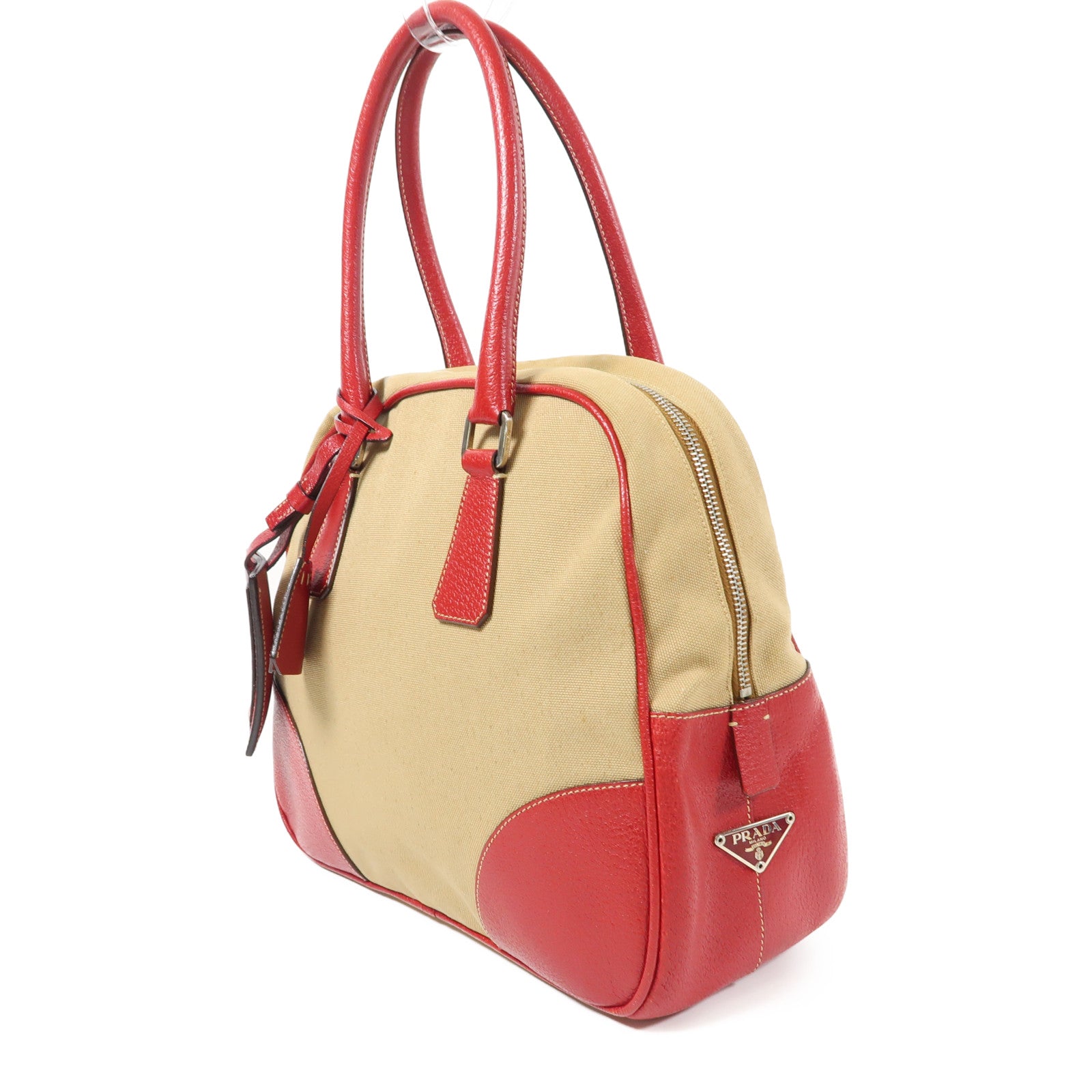 PRADA 帆布Tote Bag銀扣手挽袋