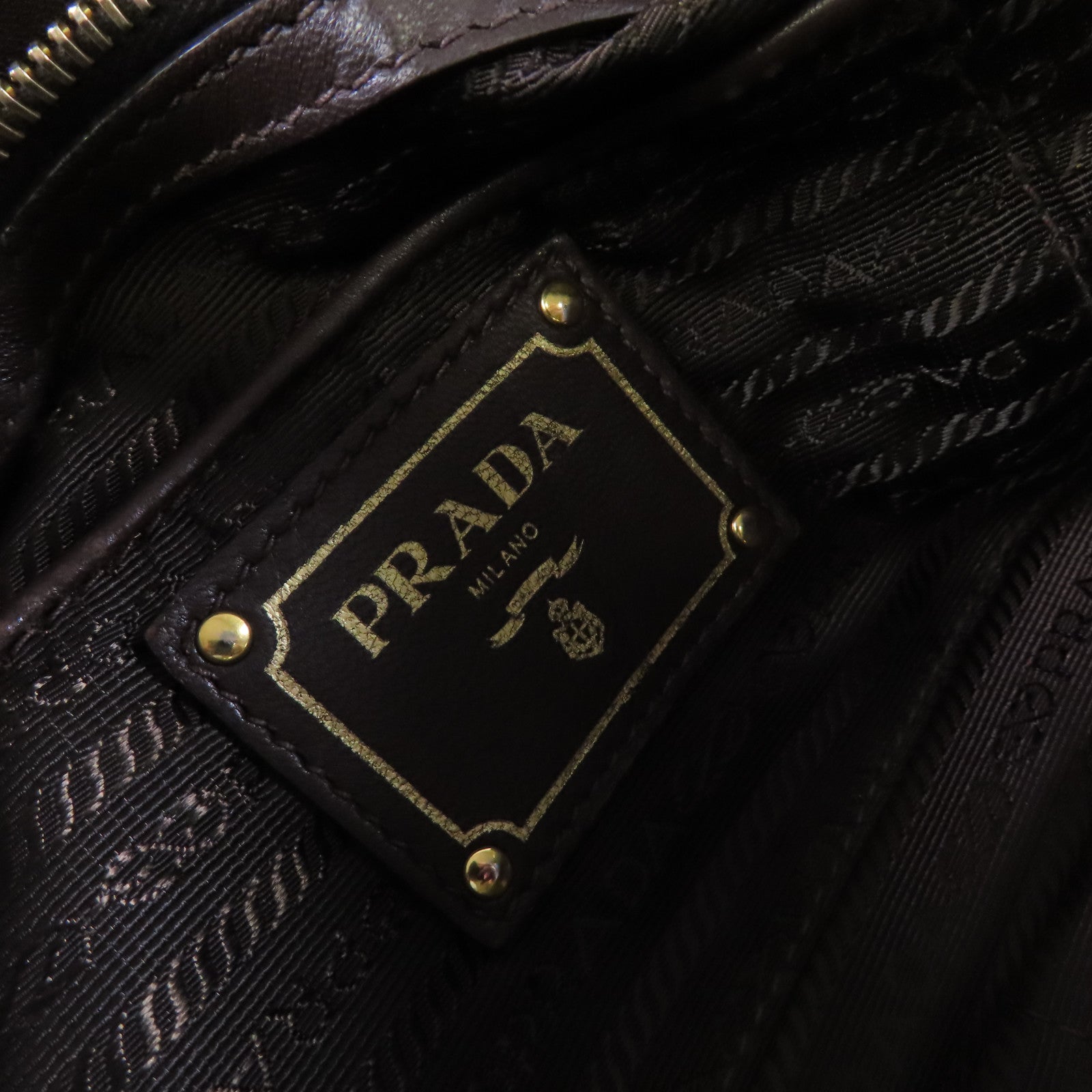 PRADA 【激減優惠】尼龍Handbag金扣手挽袋綠色/啡色