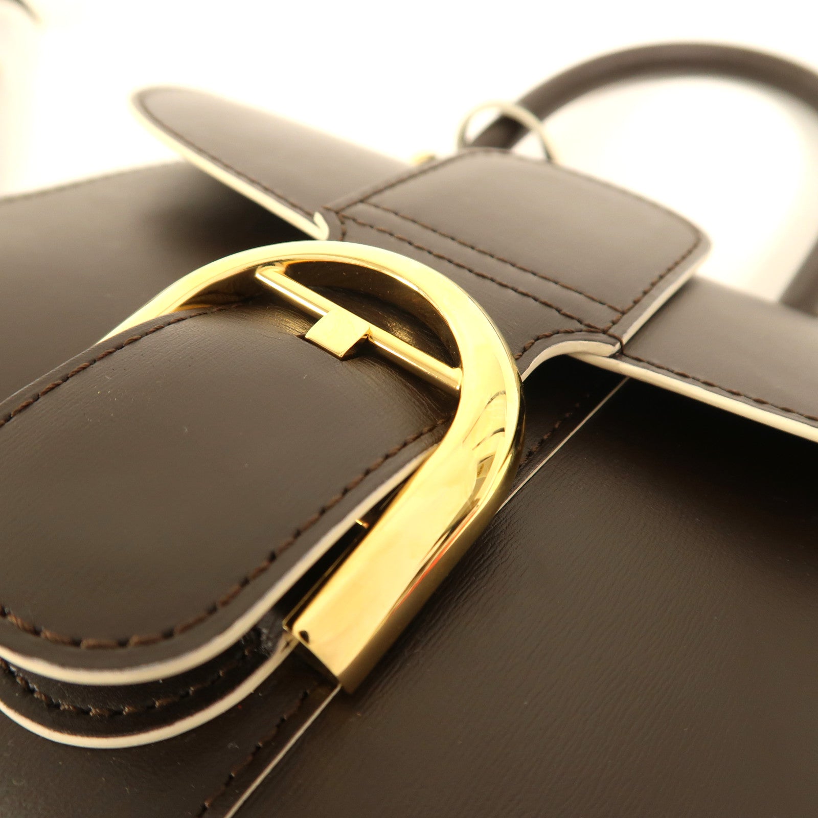 Delvaux 牛皮皮革Brillant Mini金扣手挽肩背兩用袋