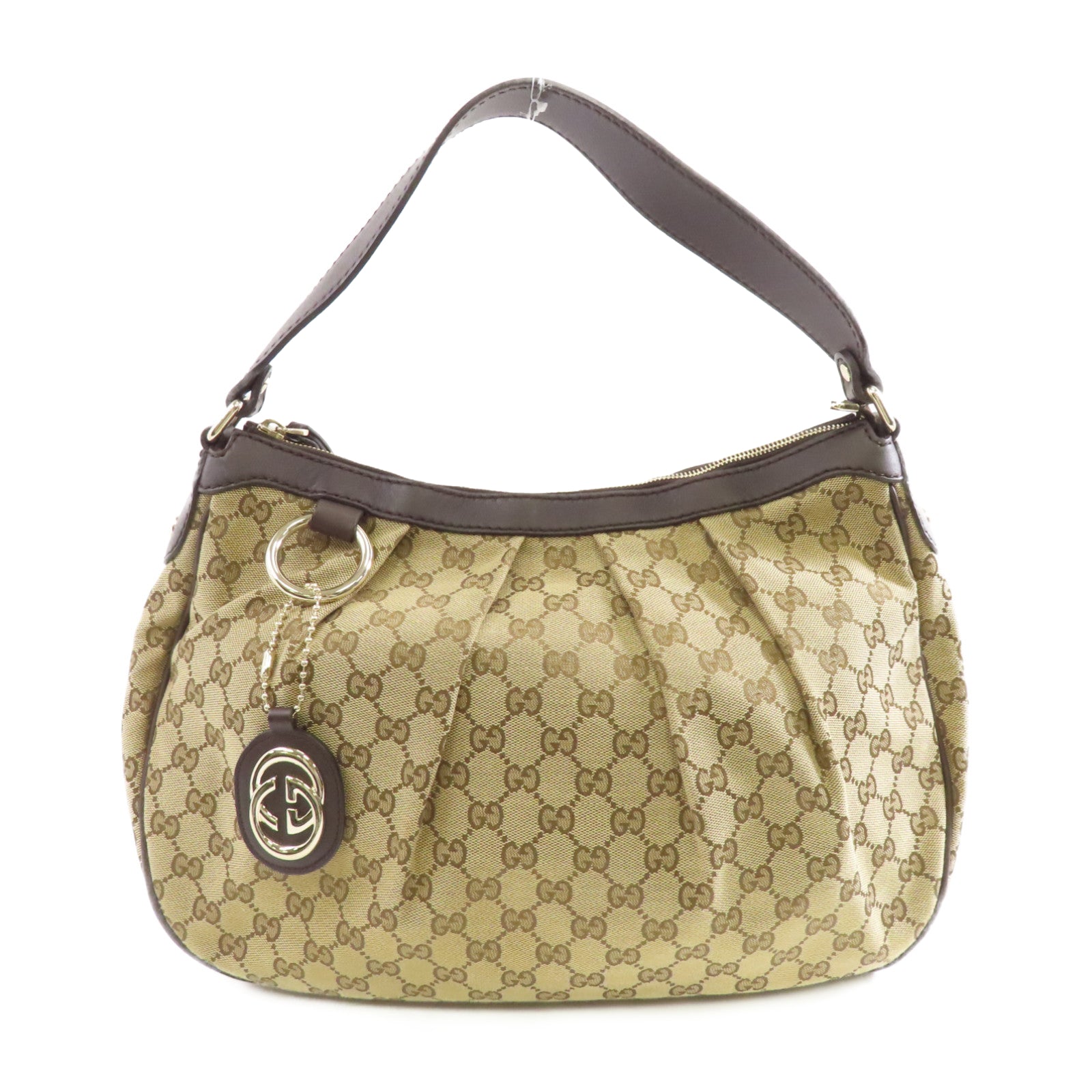 GUCCI 帆布Shoulder Bag金扣肩背袋啡色