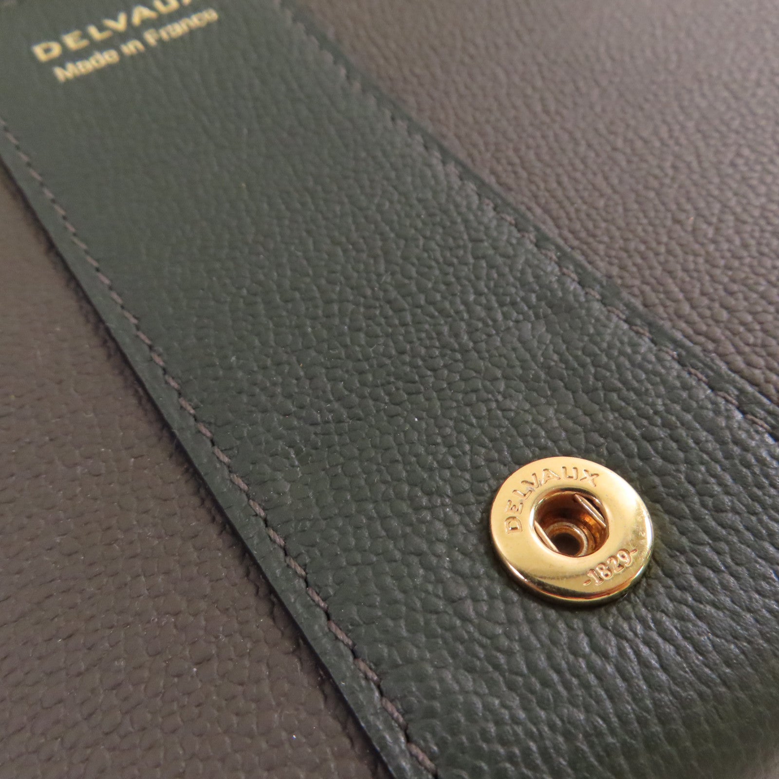 Delvaux 牛皮皮革Delvaux Brillant Wallet on Chain Shoulder Bag金扣鏈帶肩背袋深綠色