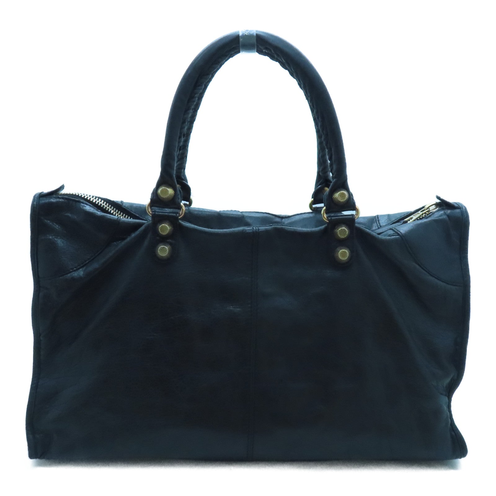 BALENCIAGA 牛皮皮革Giant Work金扣手挽袋黑色