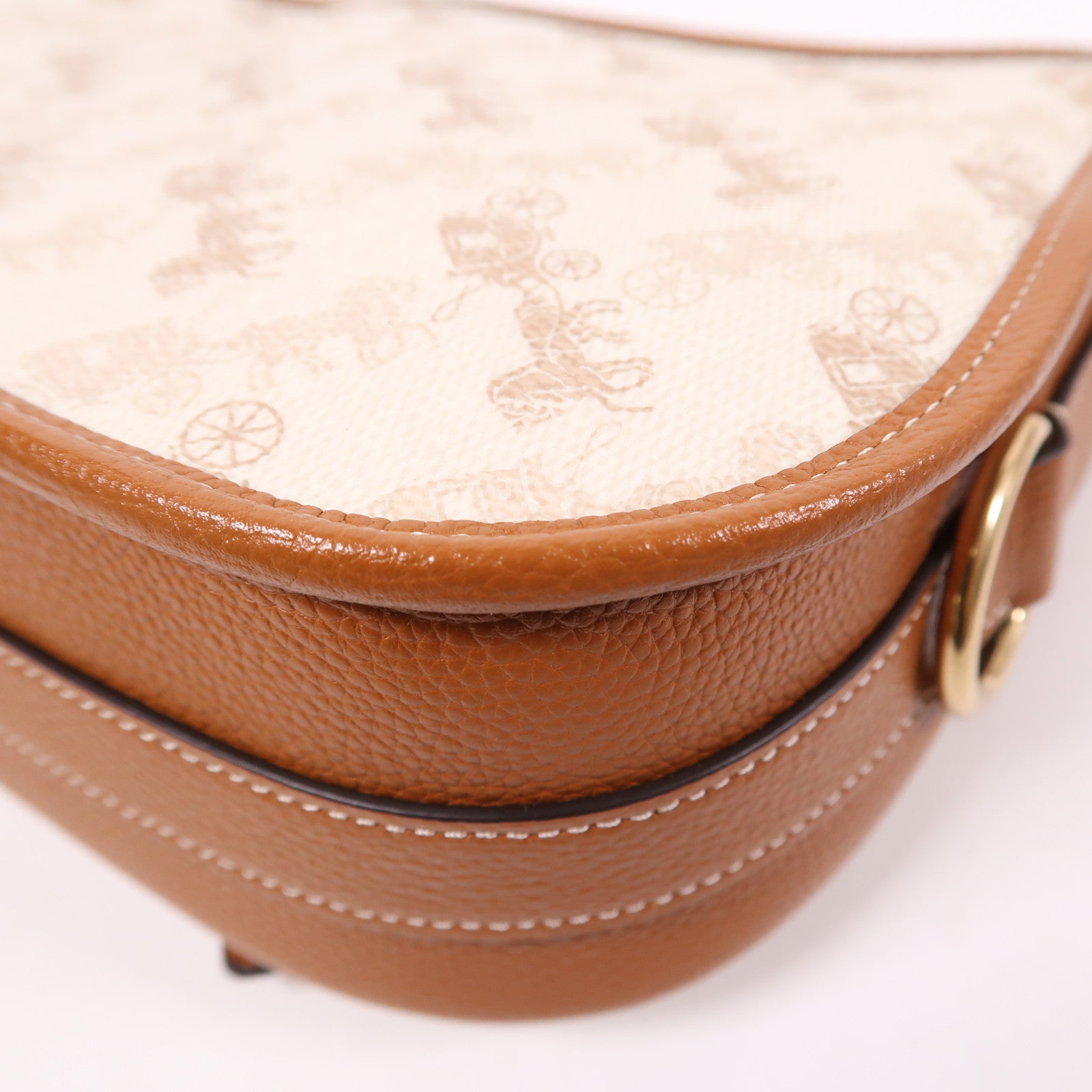 COACH GHW Field Messenger Bag 2 Way Shoulder Bag C8470 Coated Canvas White/Brown