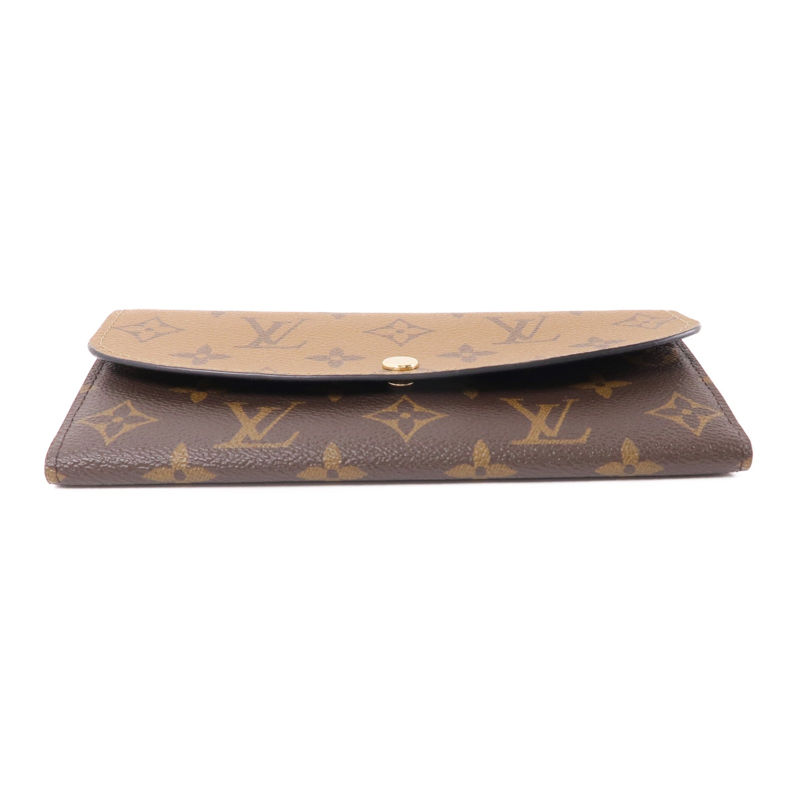 LOUIS VUITTON Monogram Reverse Emilie金扣長錢包棕色