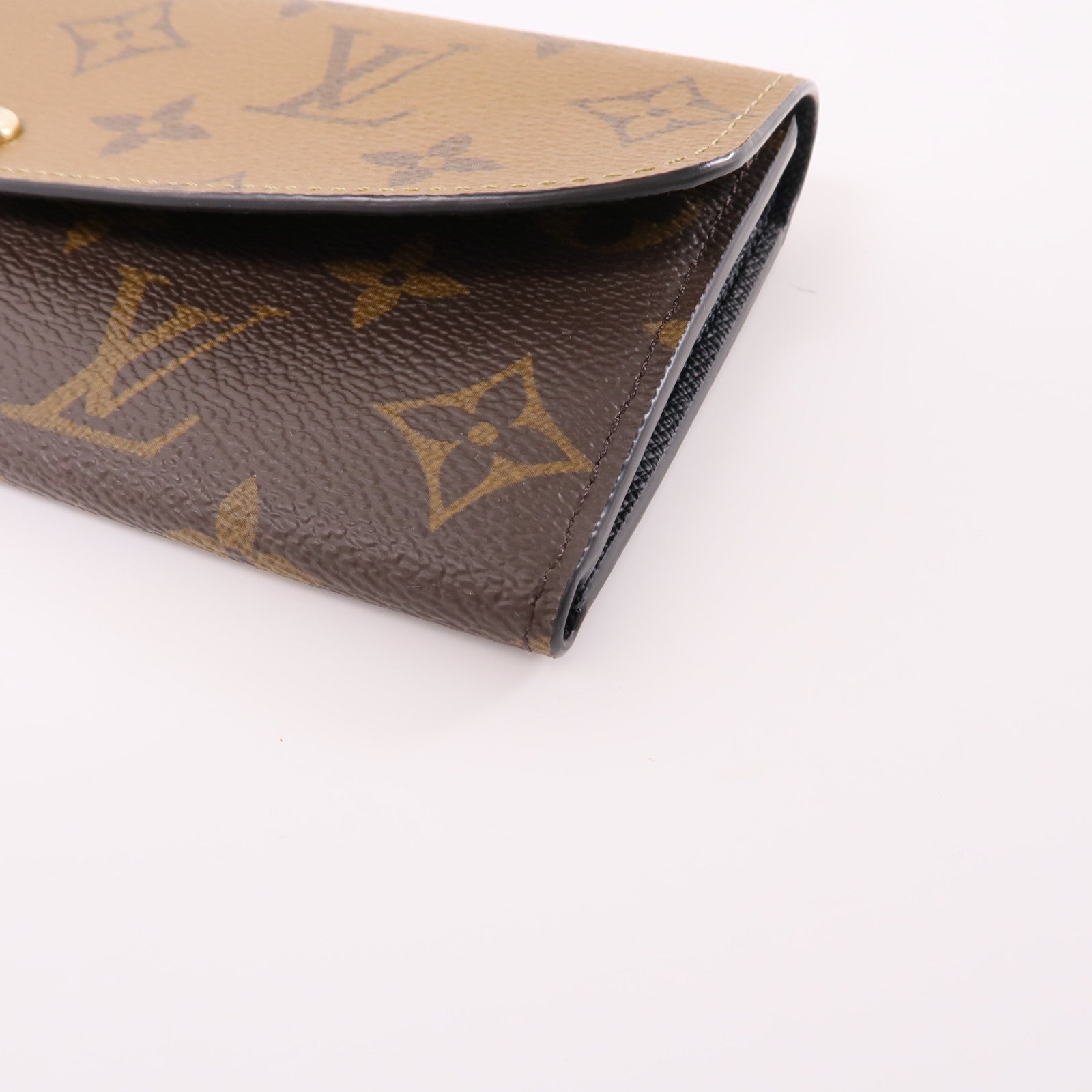 LOUIS VUITTON Monogram Reverse Emilie金扣長錢包棕色