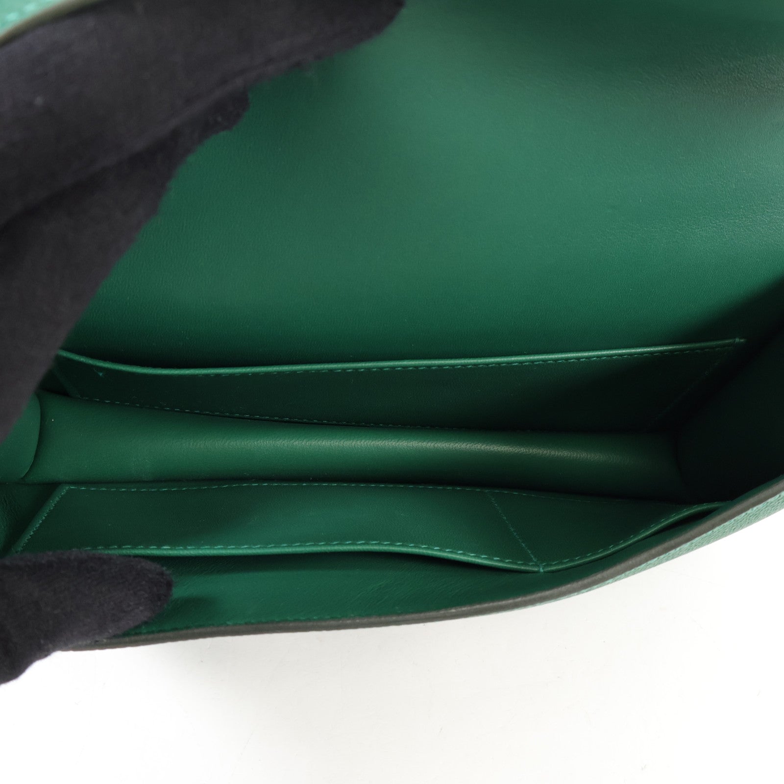 HERMES Epsom皮革Constance Elan銀扣肩背袋Vert Moyen