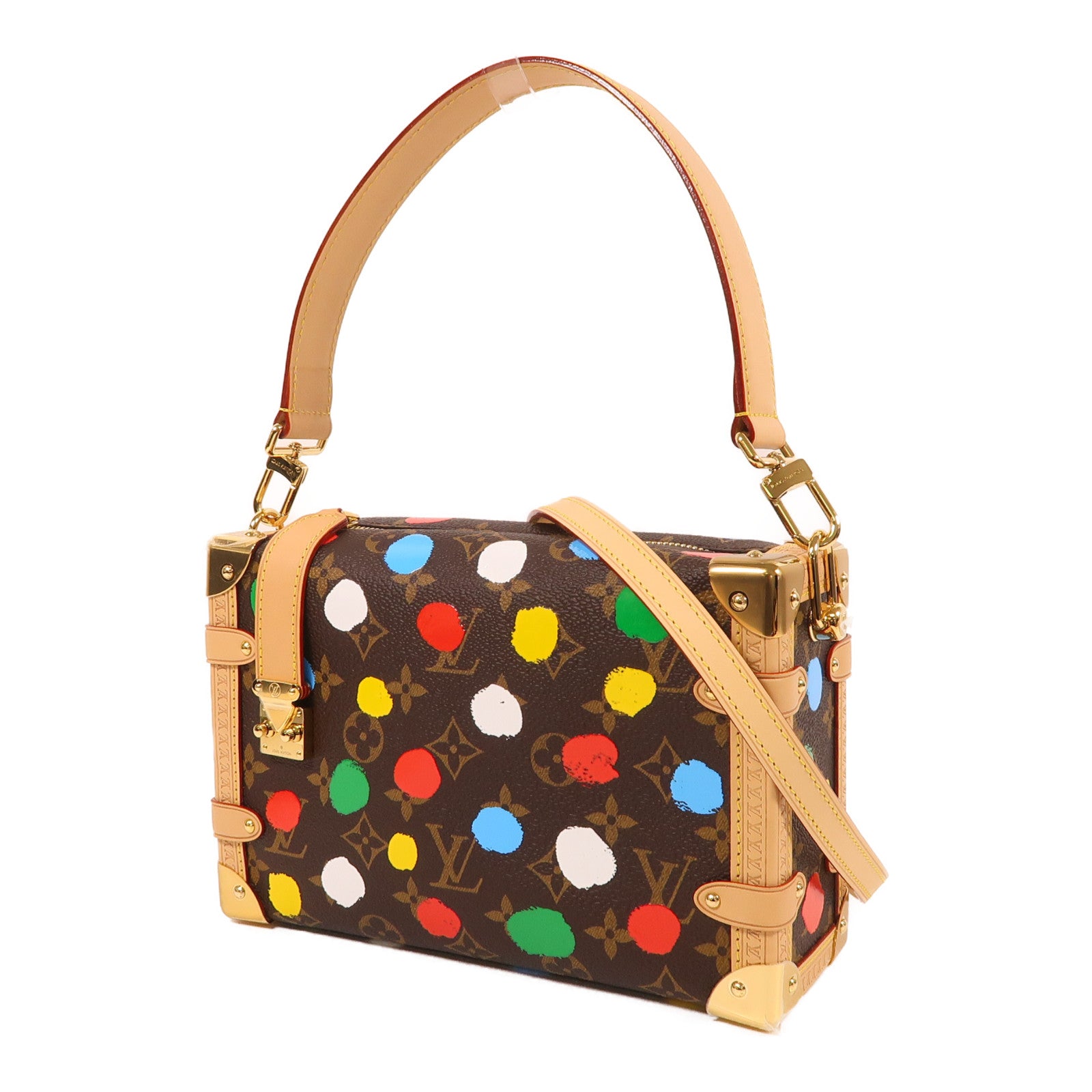 LOUIS VUITTON Monogram LV×YK Side Trunk金扣手挽肩背兩用袋啡色