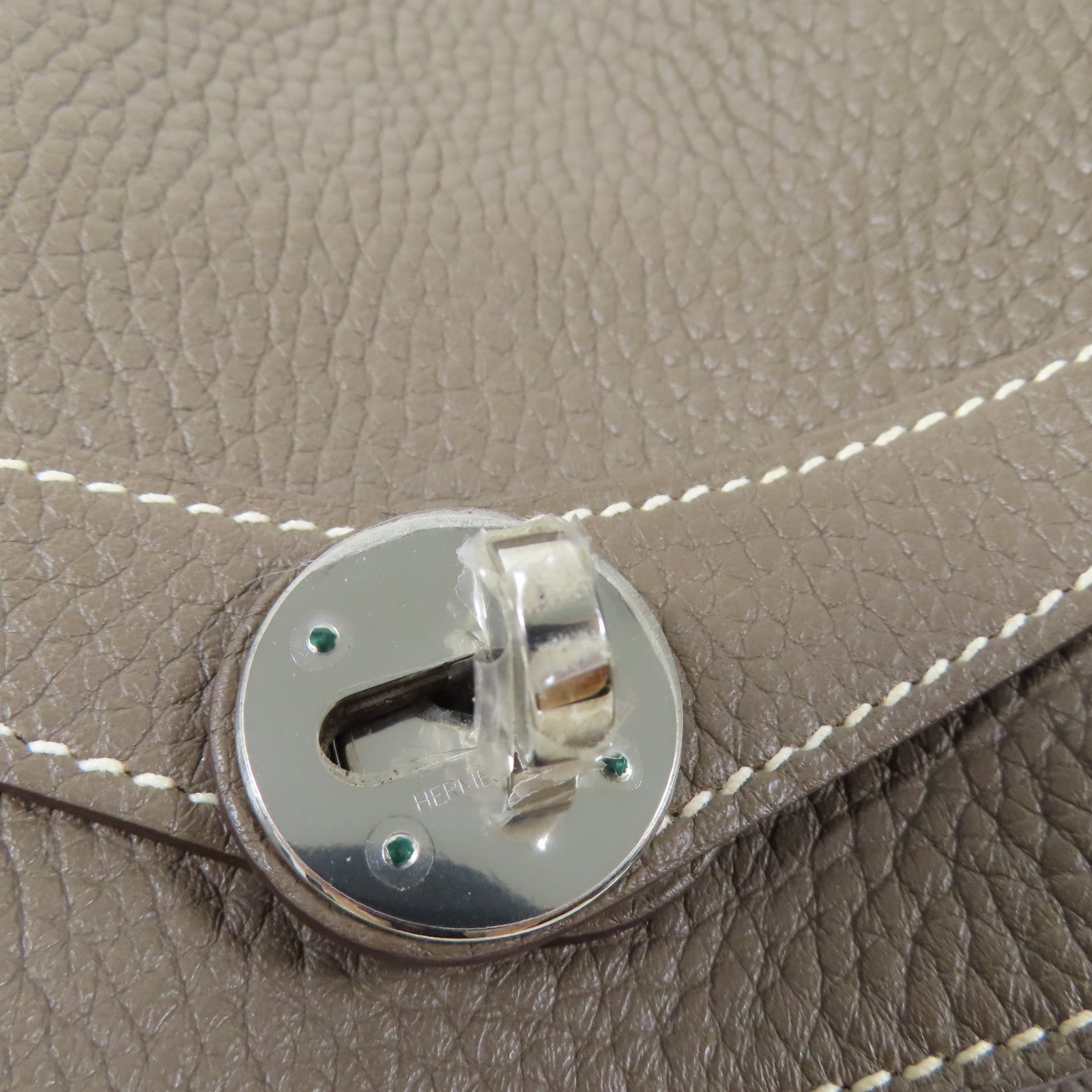 HERMES Clemence皮革Lindy 30銀扣手挽肩背兩用袋Etoupe