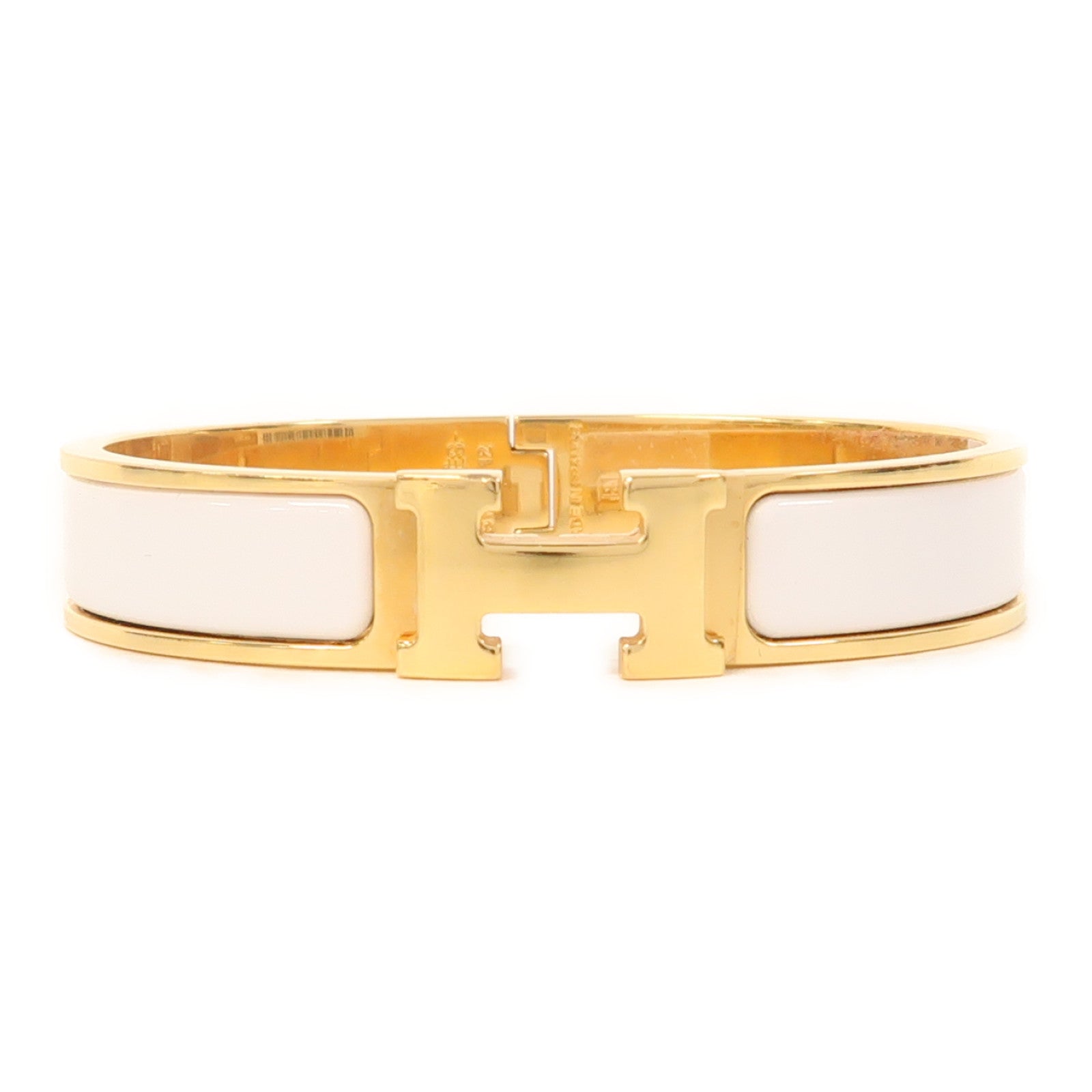 HERMES 金屬Clic H Bracelet手鐲金色/白色