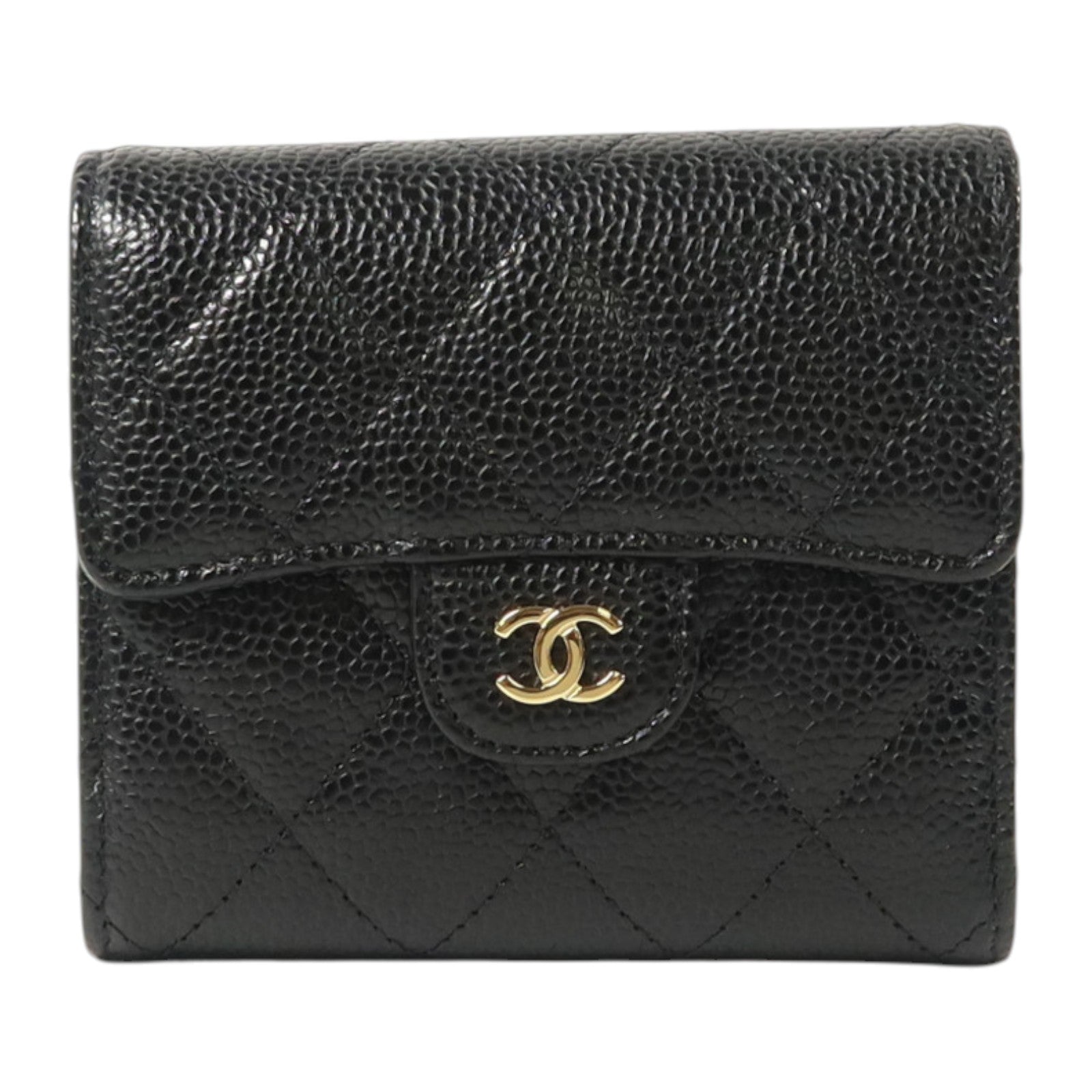 CHANEL 牛皮皮革Classic Trifold Wallet金扣錢包