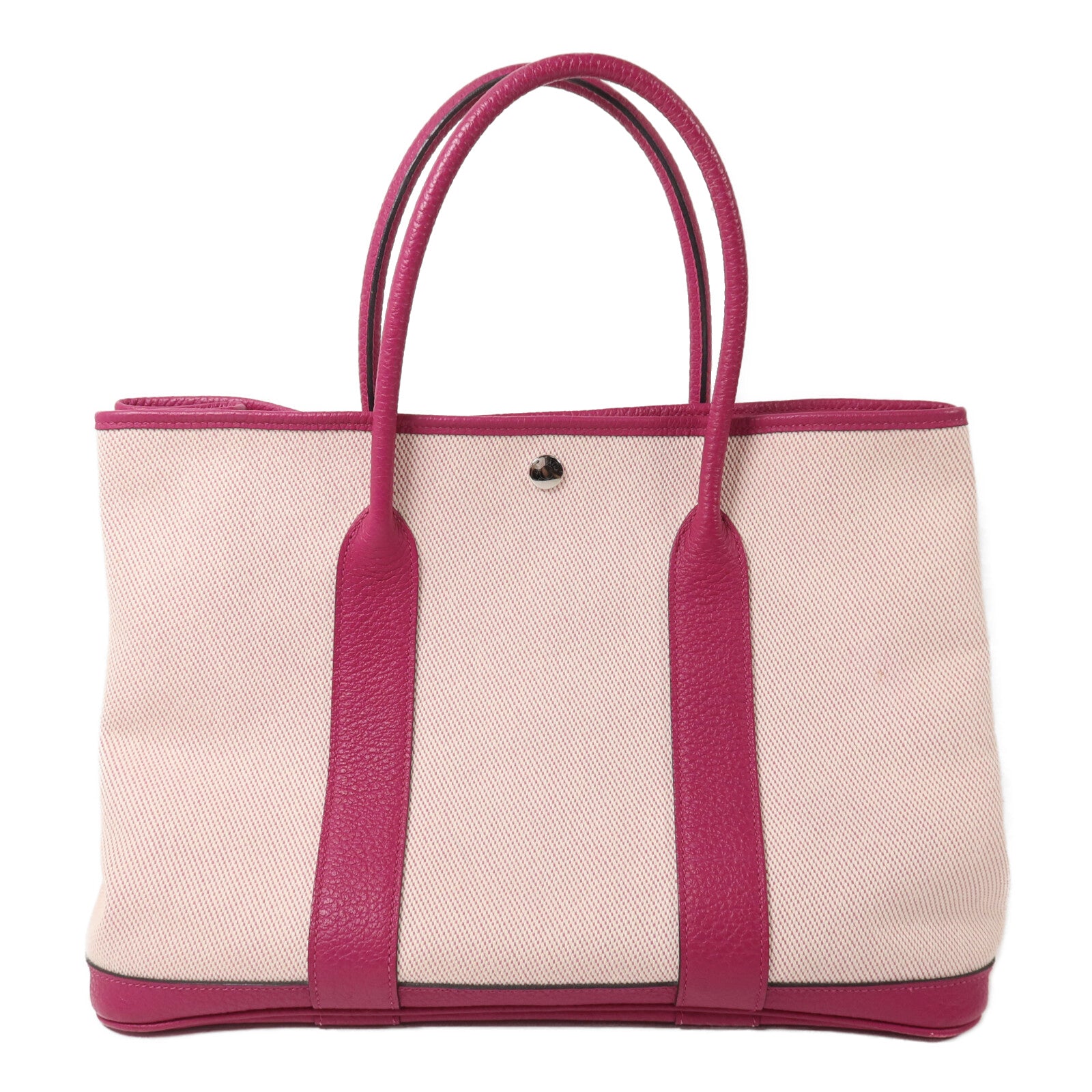 HERMES Toile H帆布Garden Party PM手挽袋Rose Pourpre
