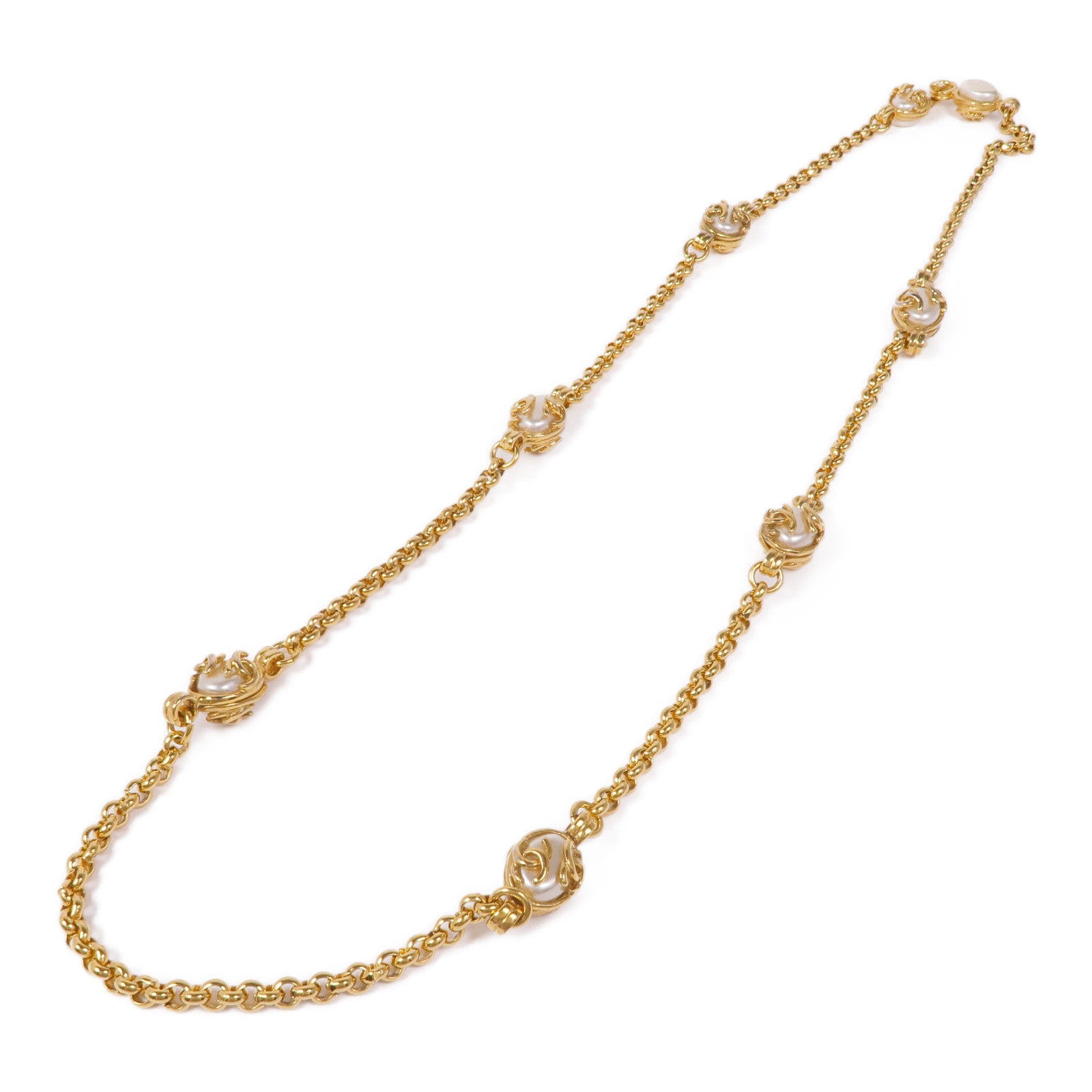 CHANEL CC Necklace Metal Gold