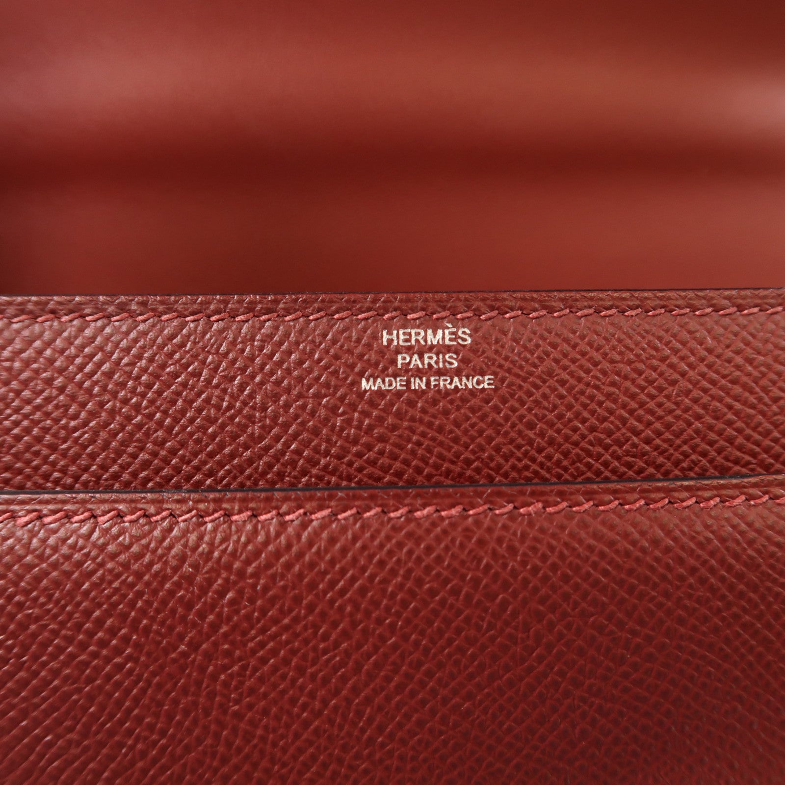 HERMES 【激減優惠】Epsom皮革Verrou 23 銀扣肩背袋55 Rouge H