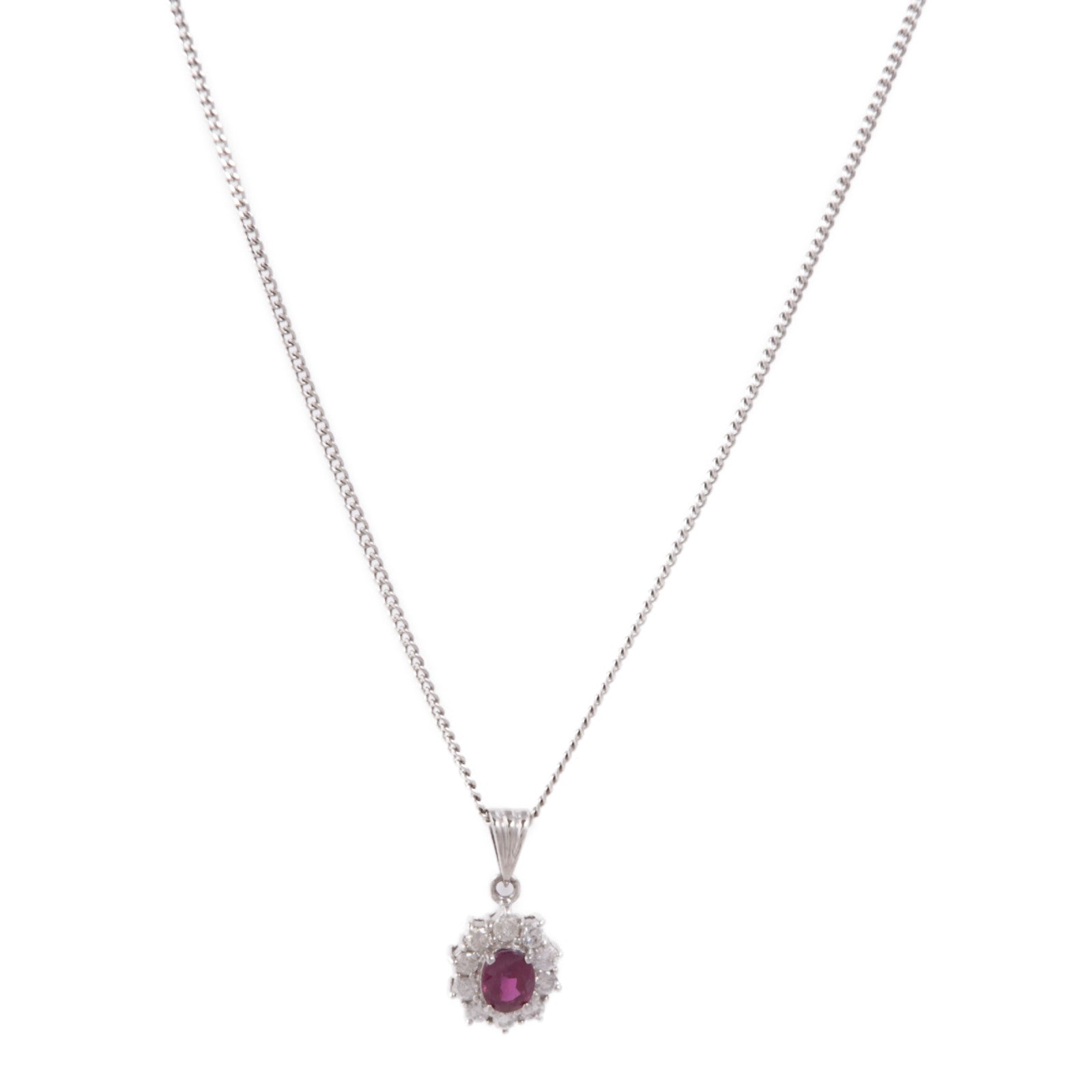 JEWELRY 【激減優惠】PT/PT850鉑金Ruby/Diamond Necklace紅寶石/鑽石項鍊