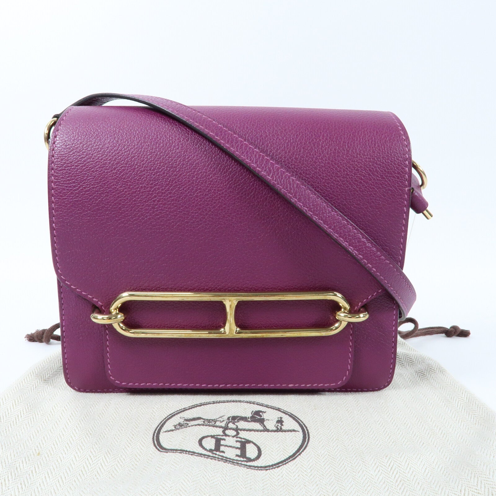 HERMES Evercolor皮革Mini Roulis金扣肩背袋Anemone