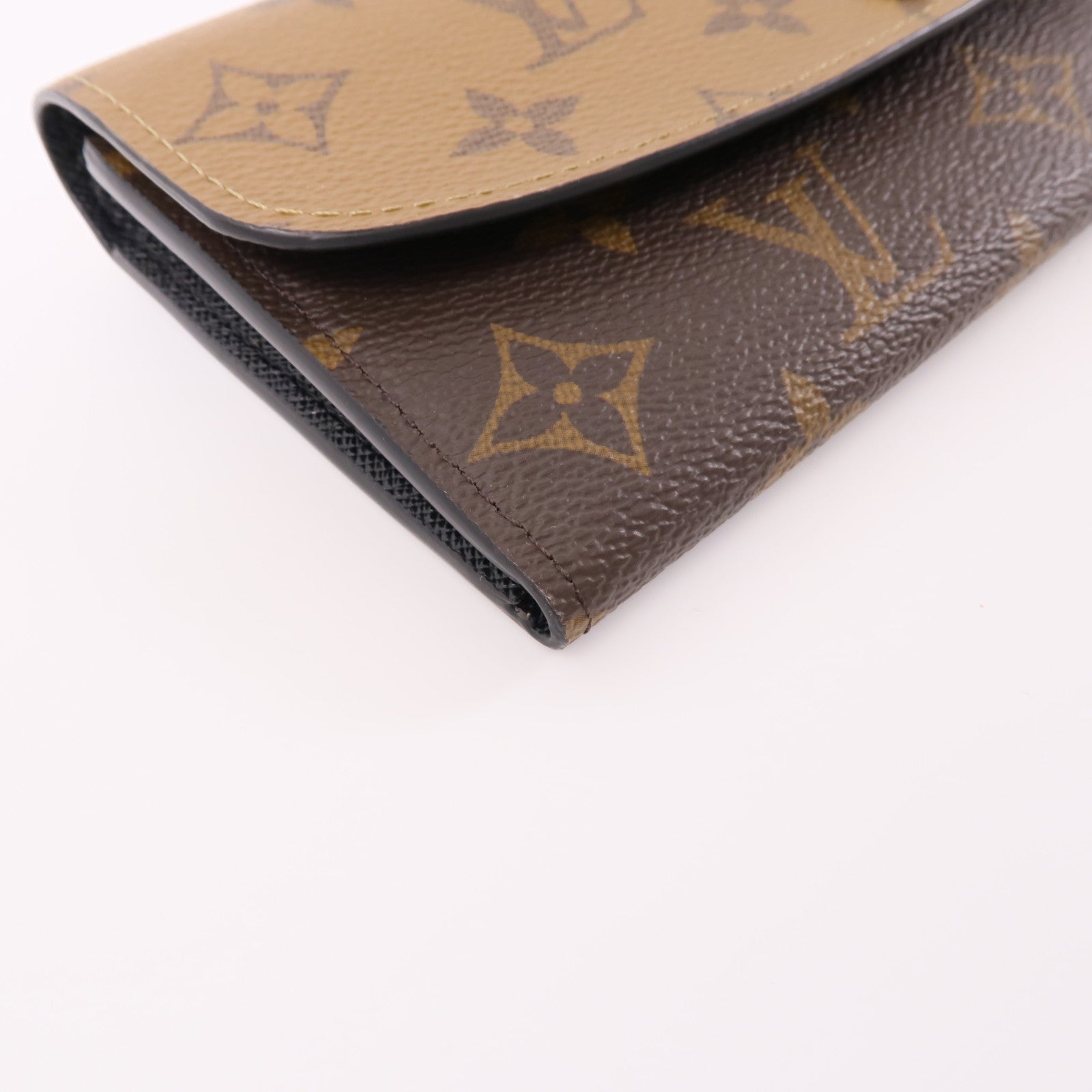 LOUIS VUITTON Monogram Reverse Emilie金扣長錢包棕色