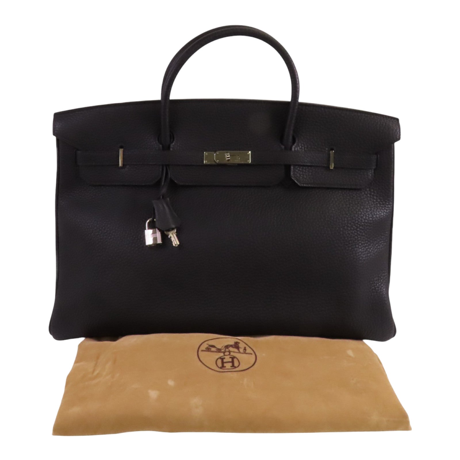 HERMES Togo皮革Birkin 45銀扣肩背袋