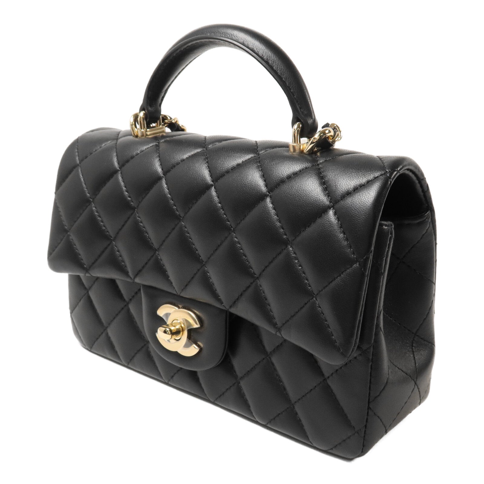 CHANEL 羊皮皮革Mini Classic Flap Bag With Handle手挽肩背兩用袋