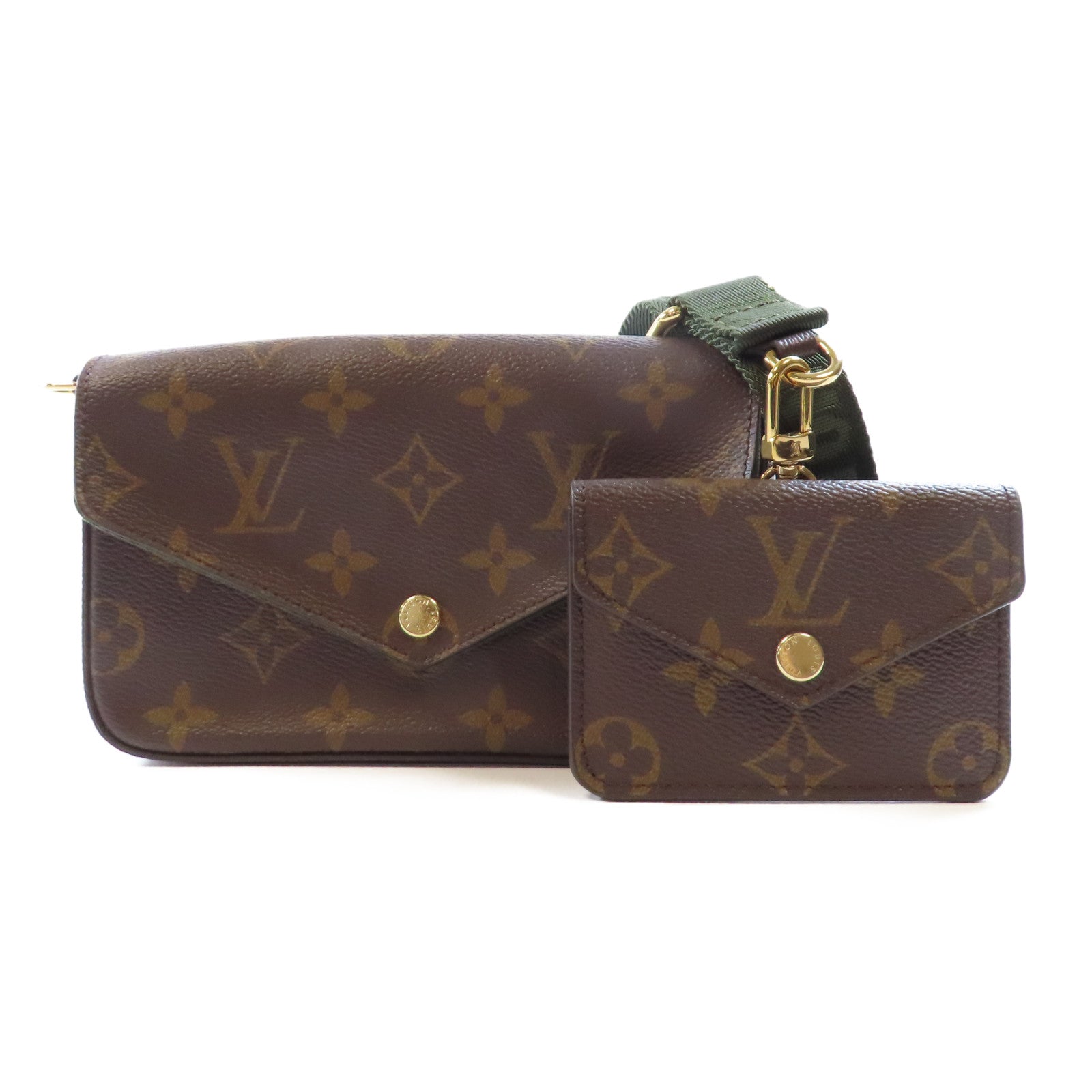 LOUIS VUITTON Monogram Felicie & Go金扣肩背袋棕色