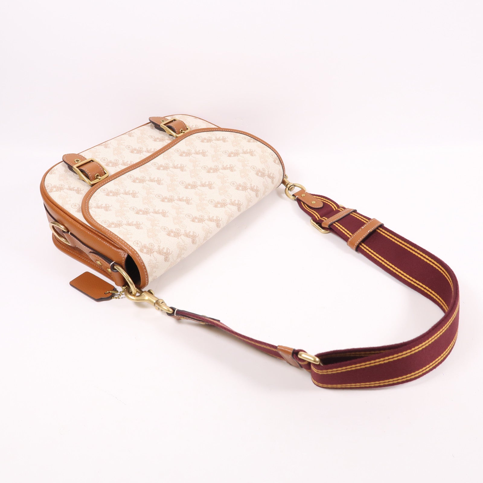 COACH GHW Field Messenger Bag 2 Way Shoulder Bag C8470 Coated Canvas White/Brown