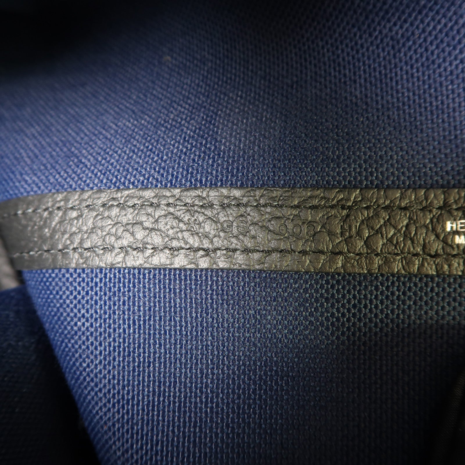 HERMES 帆布Garden Party PM銀扣手挽袋Bleu Indigo