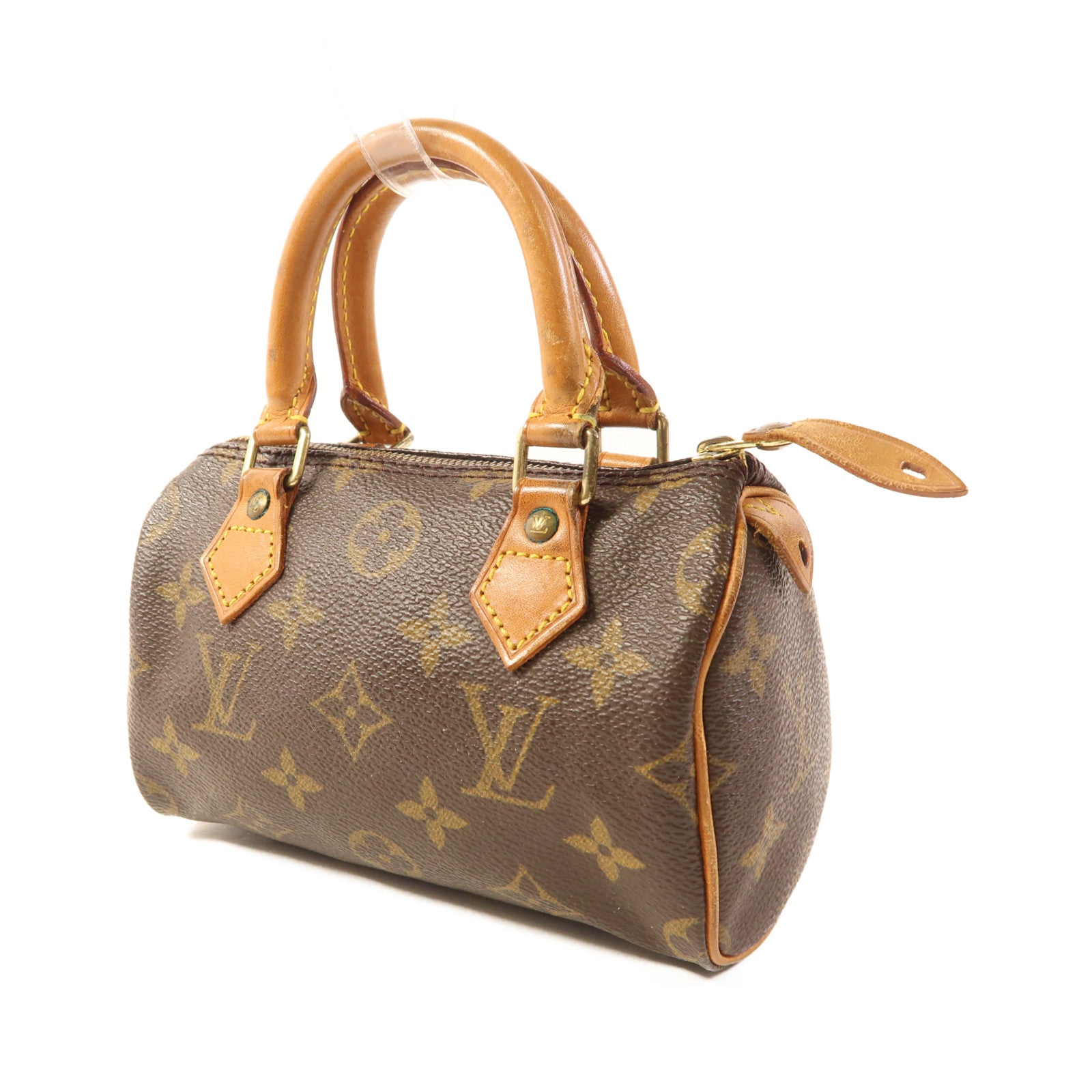 LOUIS VUITTON Monogram Speedy Mini金扣手挽袋棕色